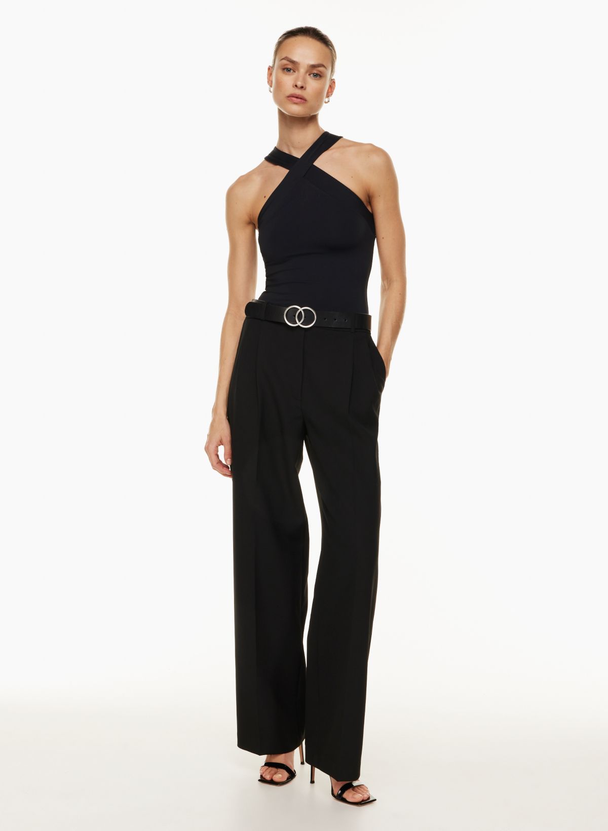 Double Leg Belted Leather Trousers Shop Now