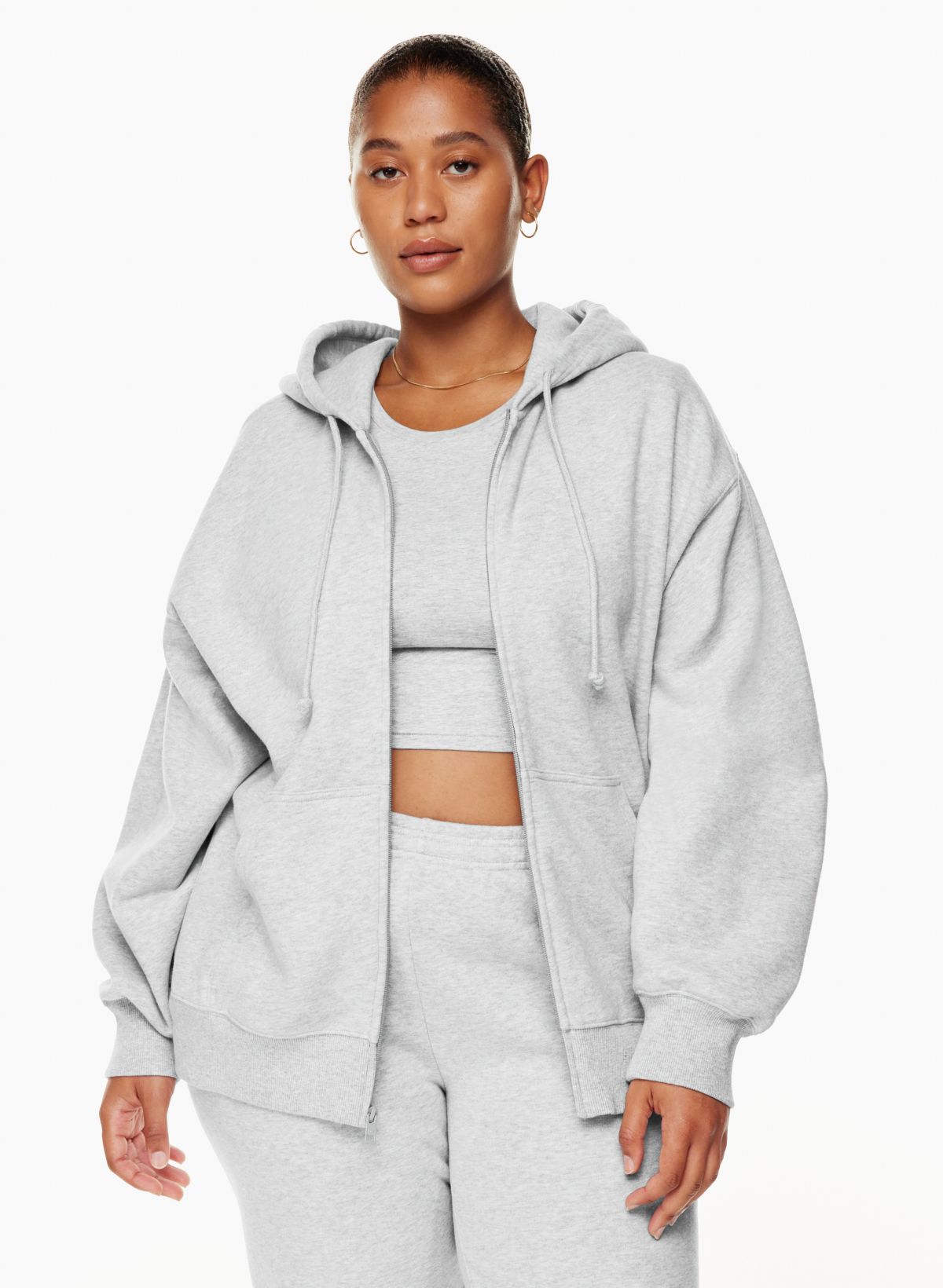 Aritzia TNA Cozy Boyfriend Fleece deals Zip Up Hoodie