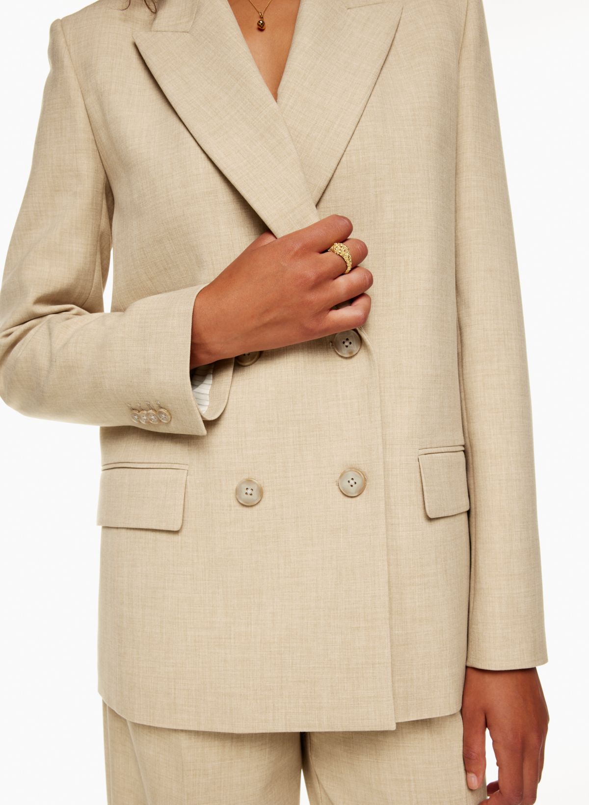 Jersey Knit Double Breasted Blazer And Pants Suit Set