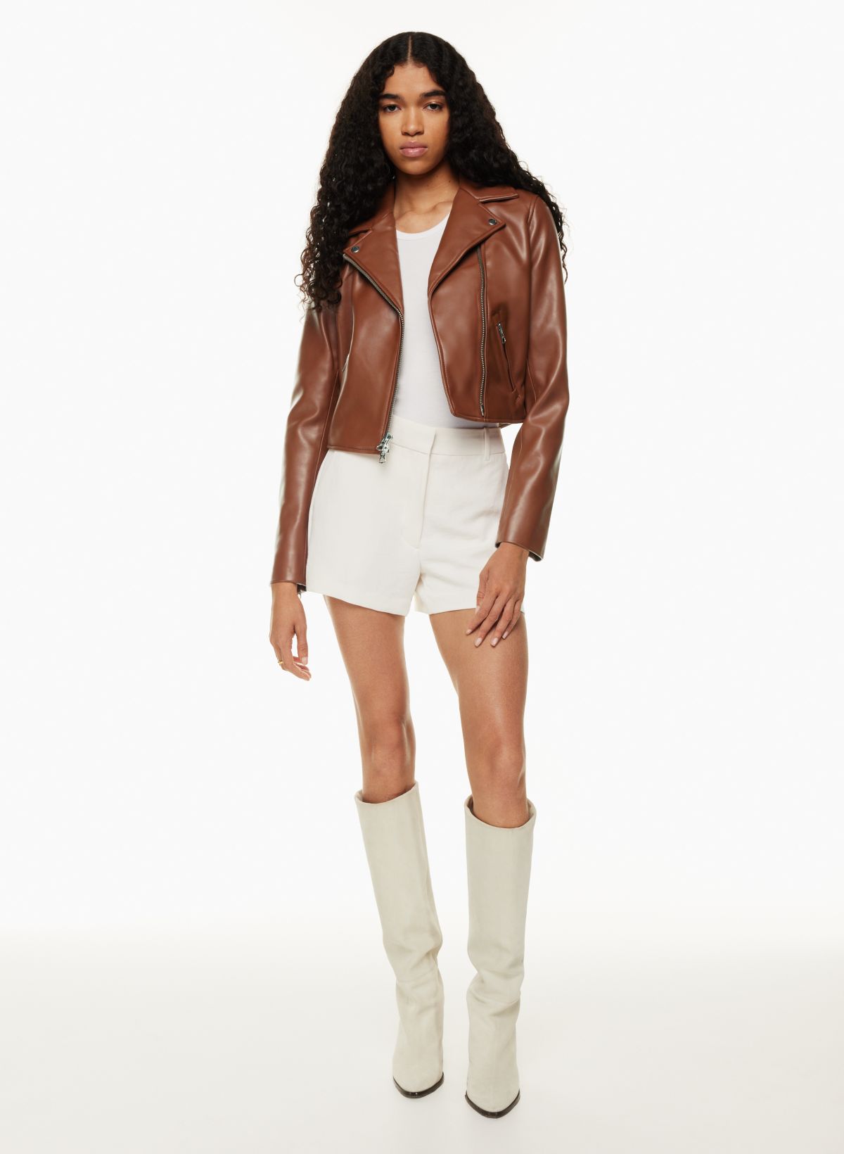 Tan vegan hotsell leather jacket