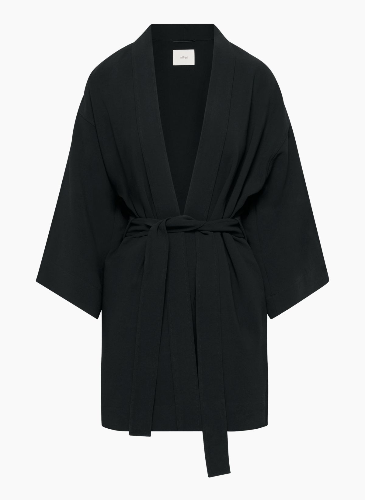 Aritzia Wilfred robe wool coat with belt BLACK size XSMALL