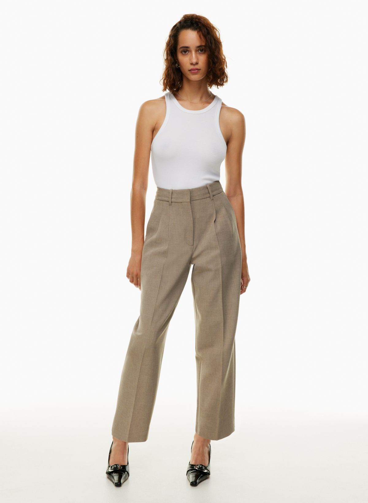 Theory Pleat Carrot Pants in Grey