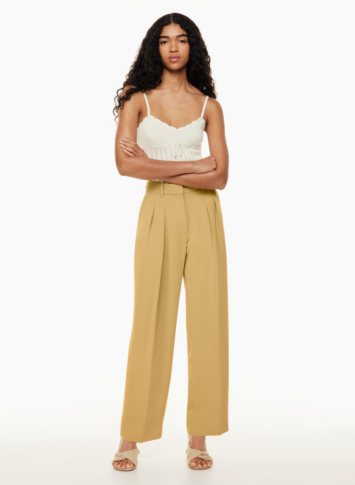 Emma Wide Leg Pant - Sand Wool