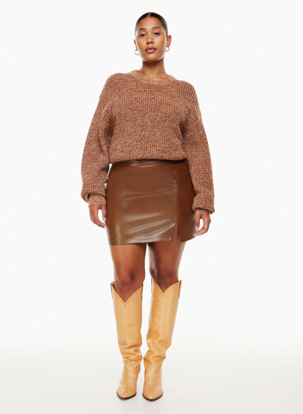 Brown faux shop suede mini skirt