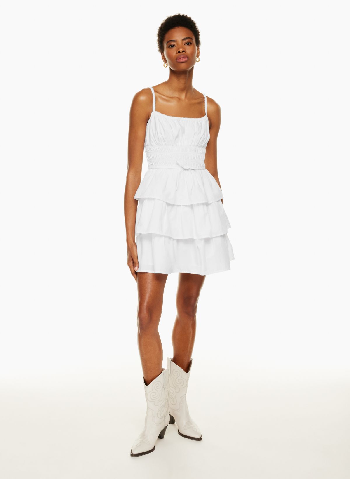 Lucky Brand Tiered Ruffle Dress, White, Large : : Clothing, Shoes  & Accessories