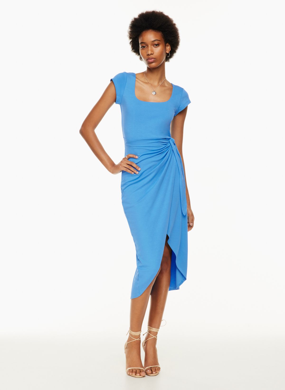 Blue dress short outlet sleeve