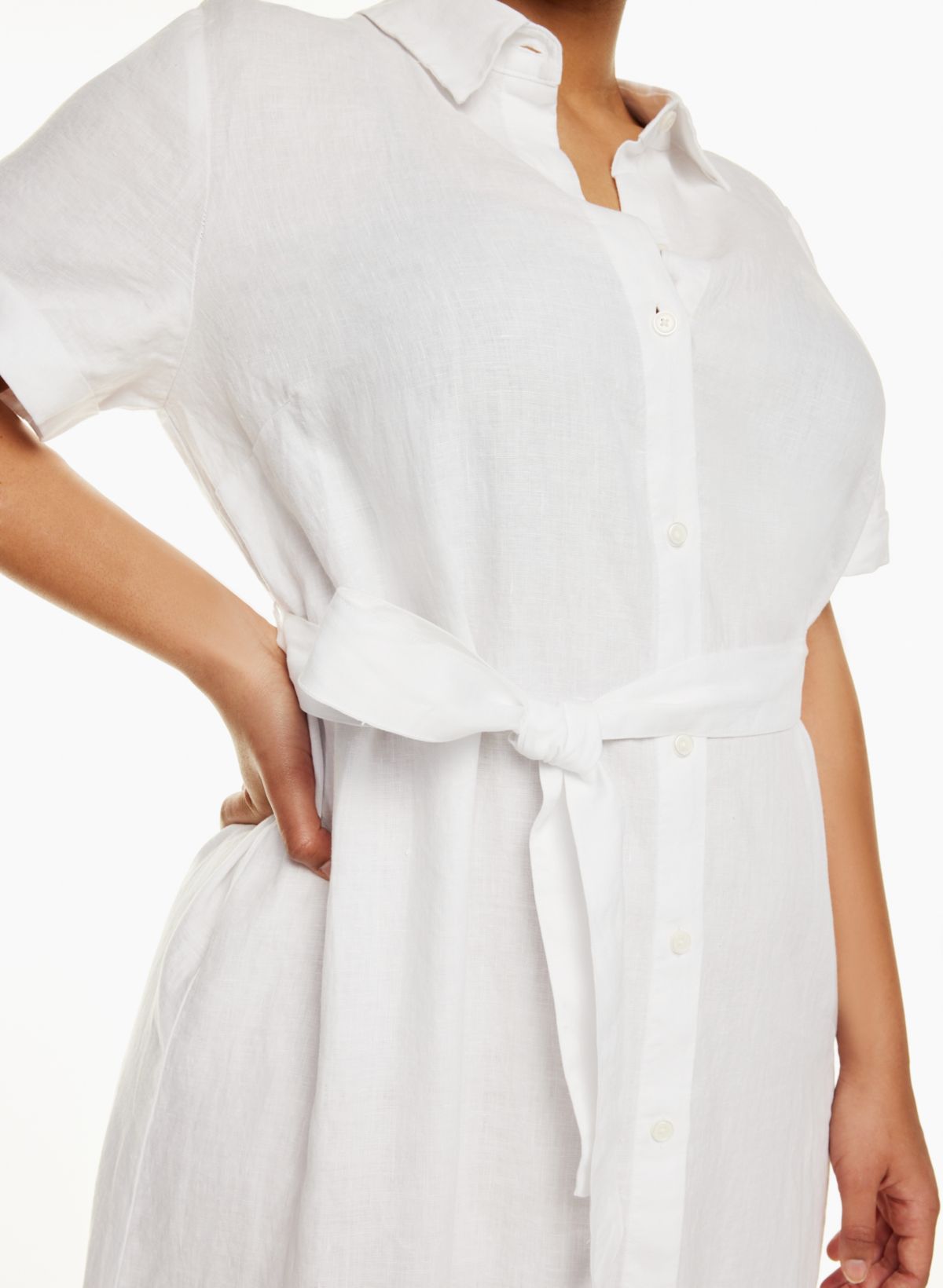 White linen hotsell maxi shirt dress