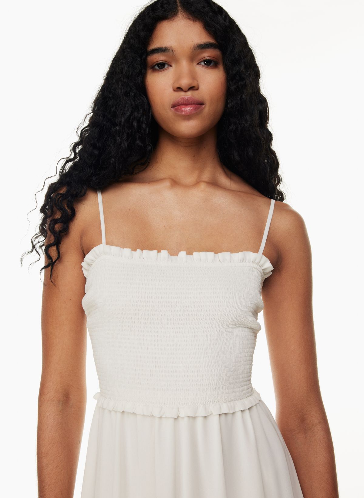 Sleeveless Ruffle Strap Mini Smock Dress