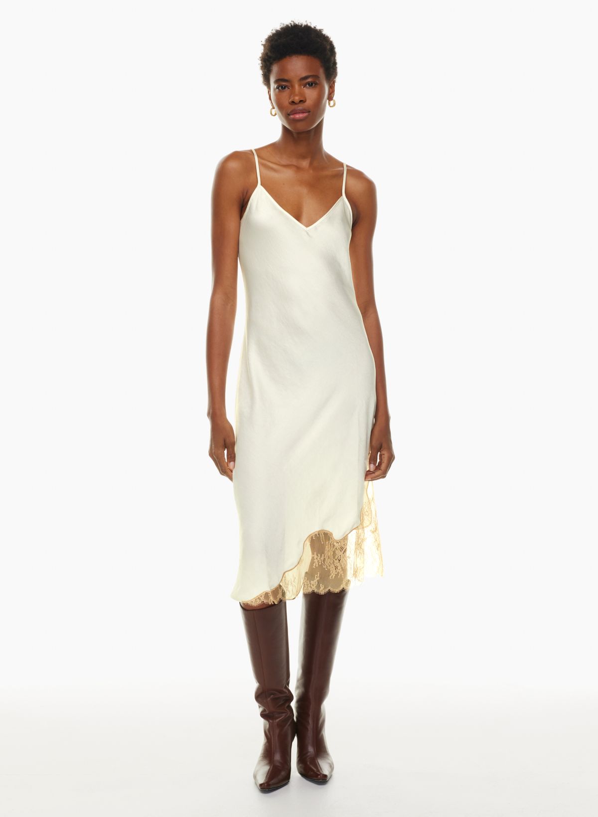 Silk Satin Slip Dress in Mocha  Sustainable Fashion for Petite