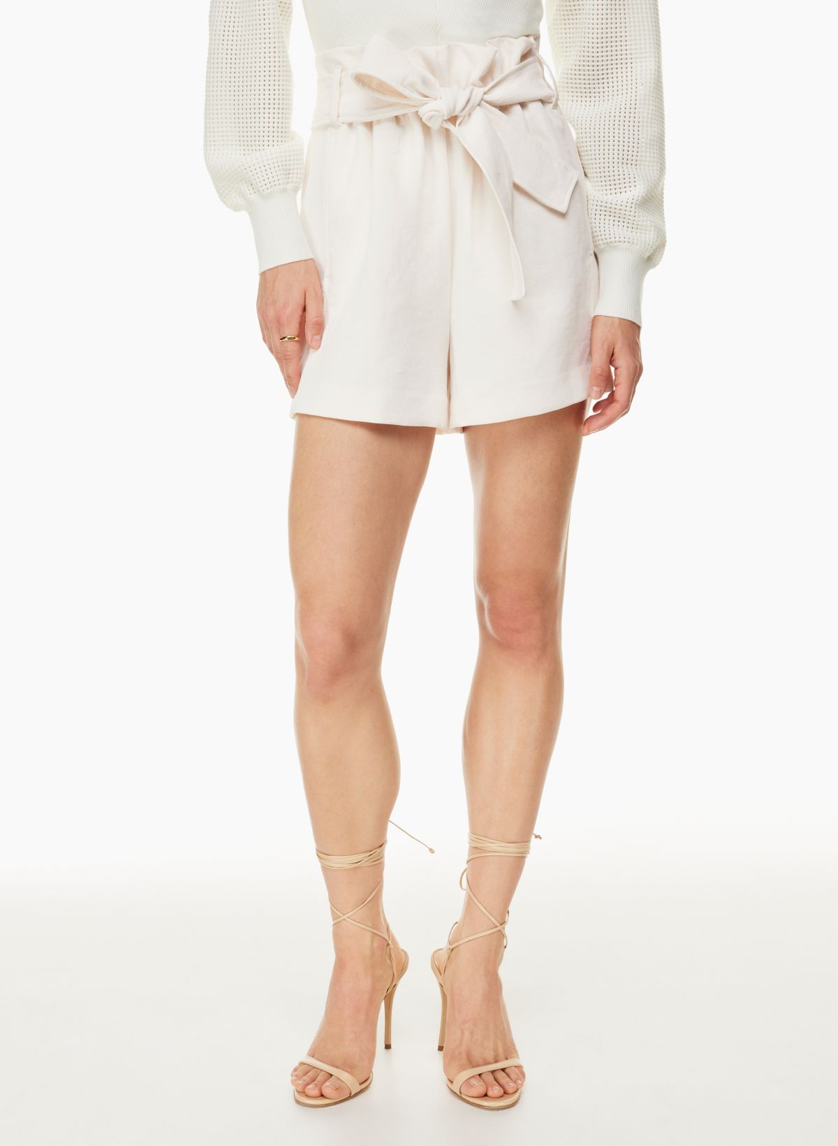 Pleat Yourself White Pleated High-Waisted Paperbag Shorts