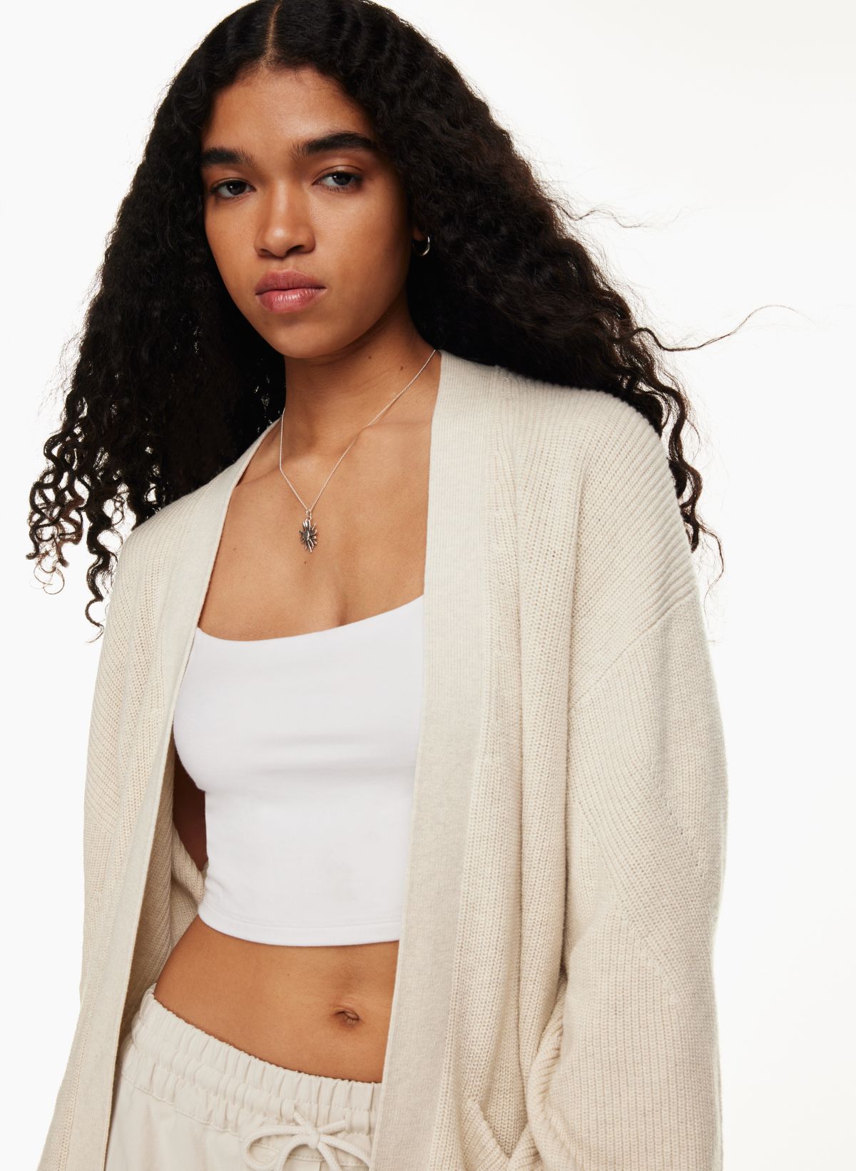 Forever 21 Women's Open-Knit Cardigan Sweater & Cropped Cami Set