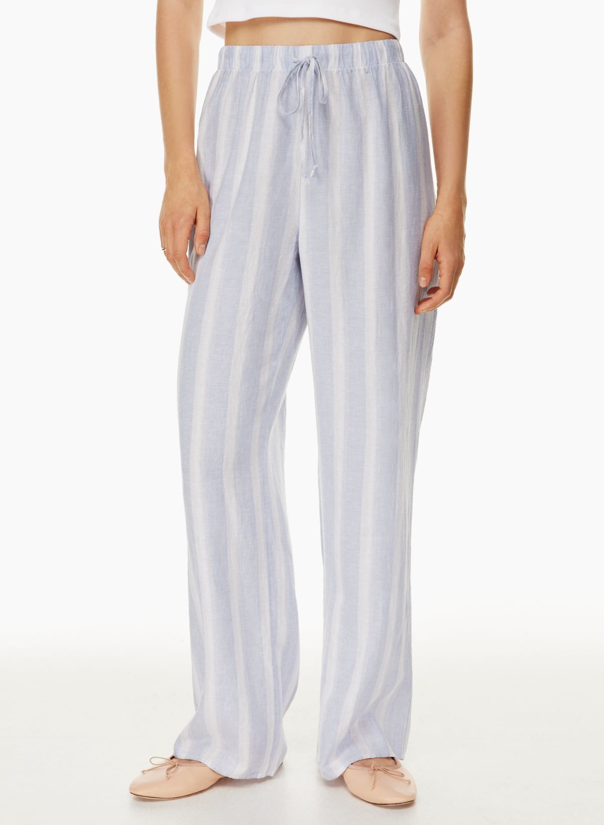 Urban Outfitters Blue Striped Linen Blend Chance Wide Leg Pants | Women's S