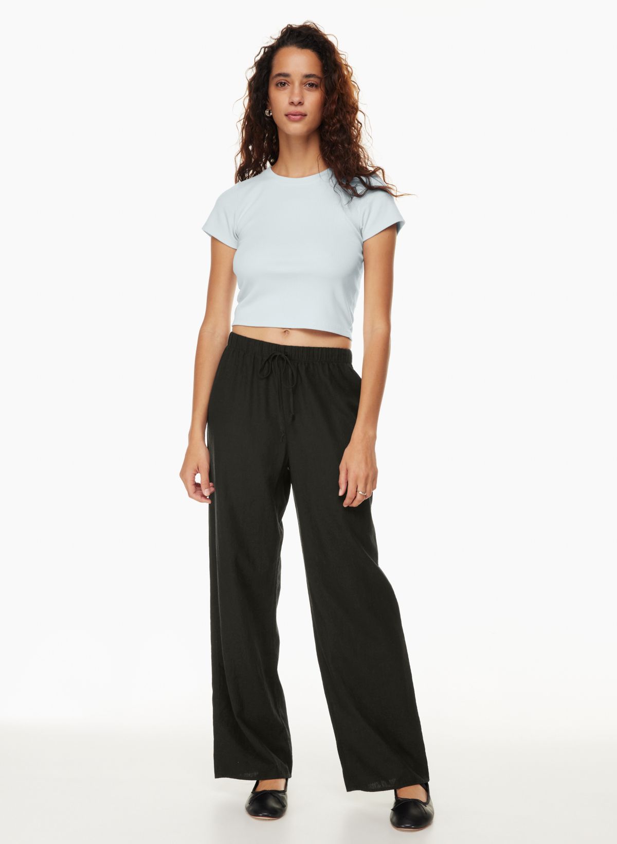 Linen-Blend Tailored Ultra Wide-Leg Cargo Pant