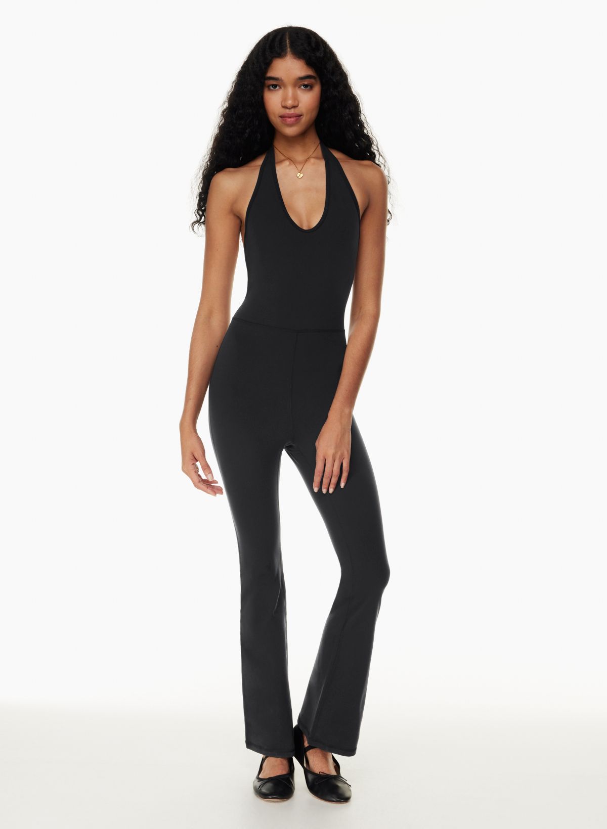 Knit Slip Flare Leg Jumpsuit