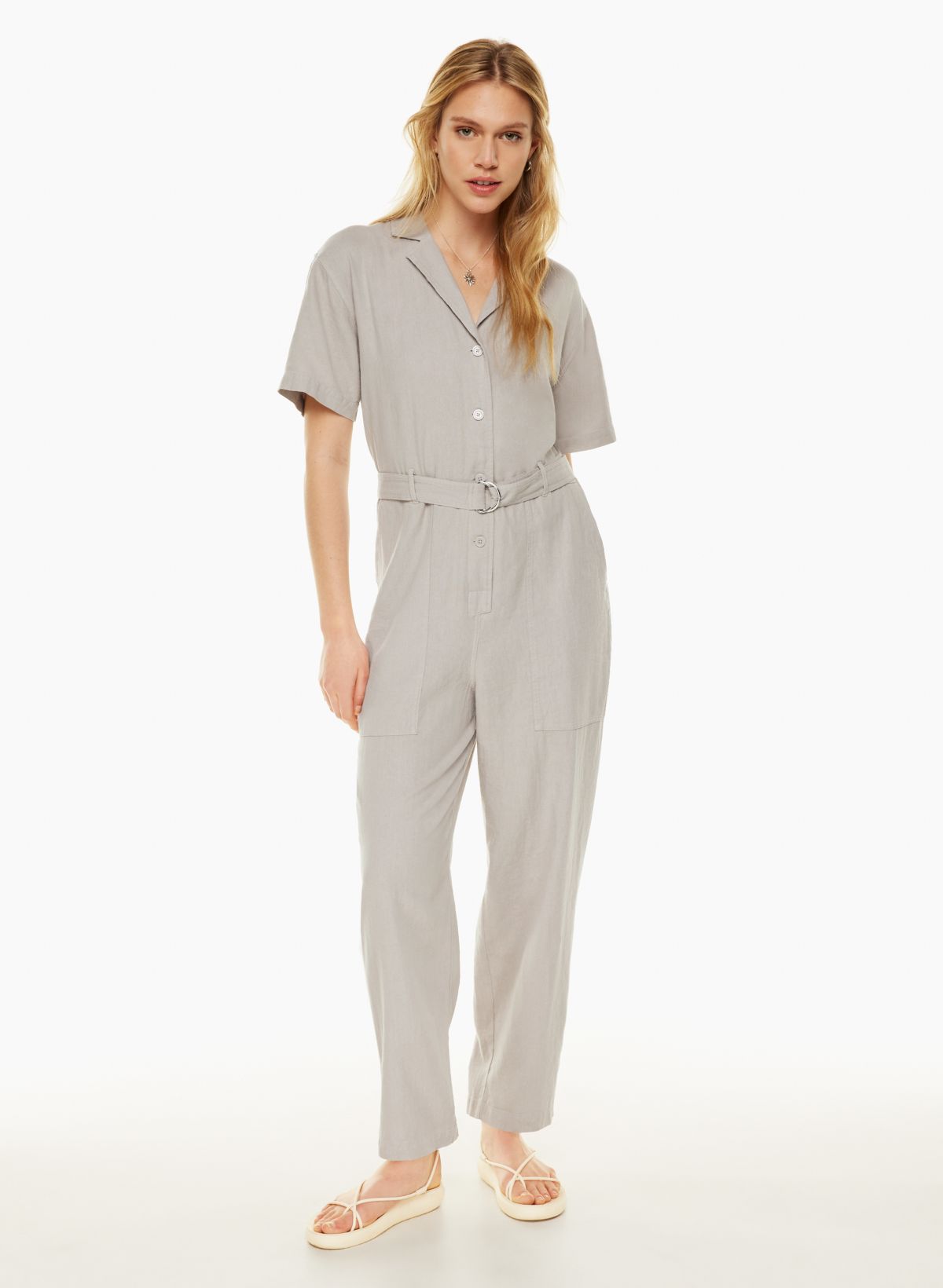 Cropped Linen-Cotton Jumpsuit