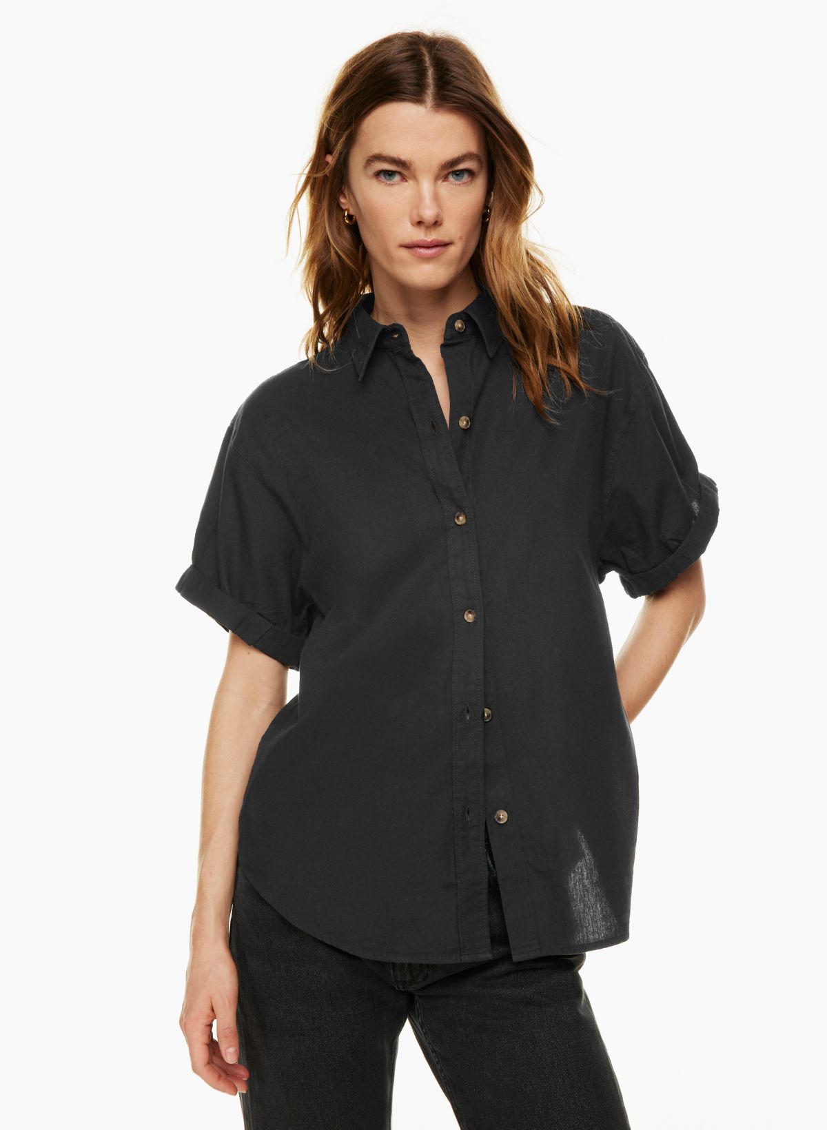 Jean short best sale sleeve shirt