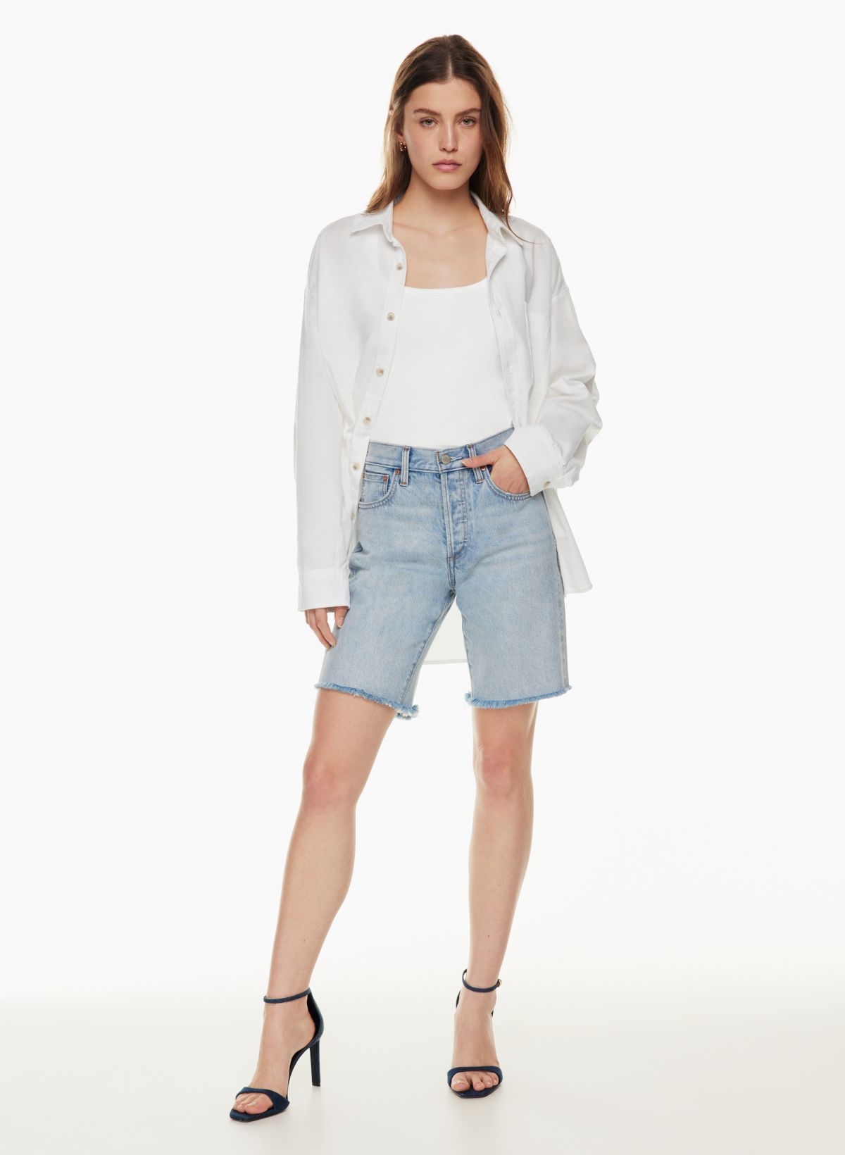 Denim Forum THE YOKO HI-RISE LONG JEAN SHORT