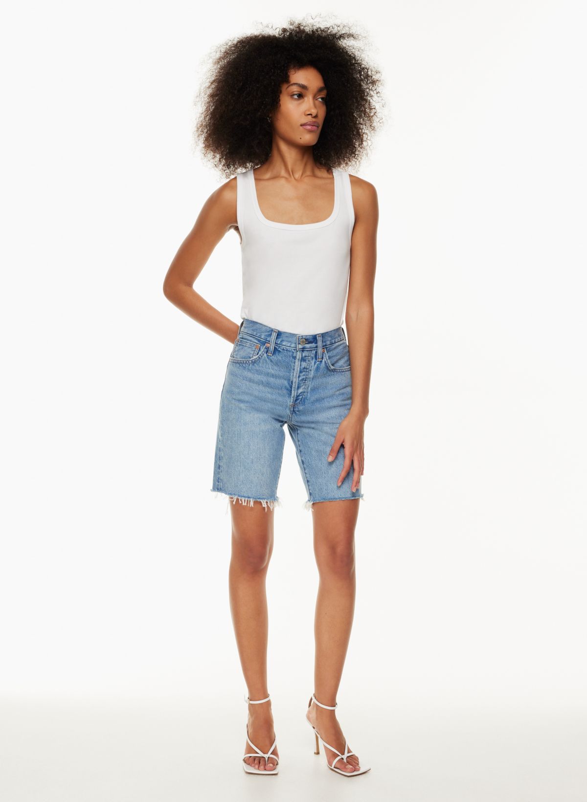 Long store jean shorts