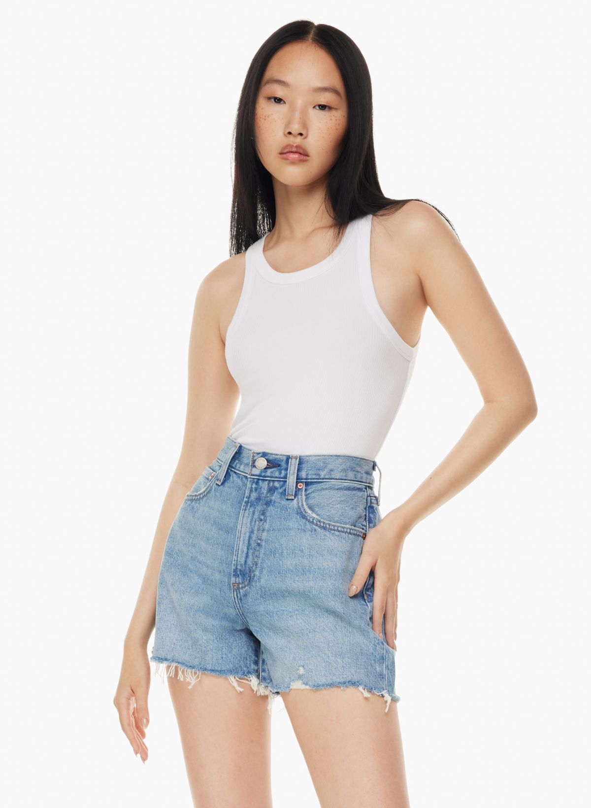 90s high store waisted denim shorts