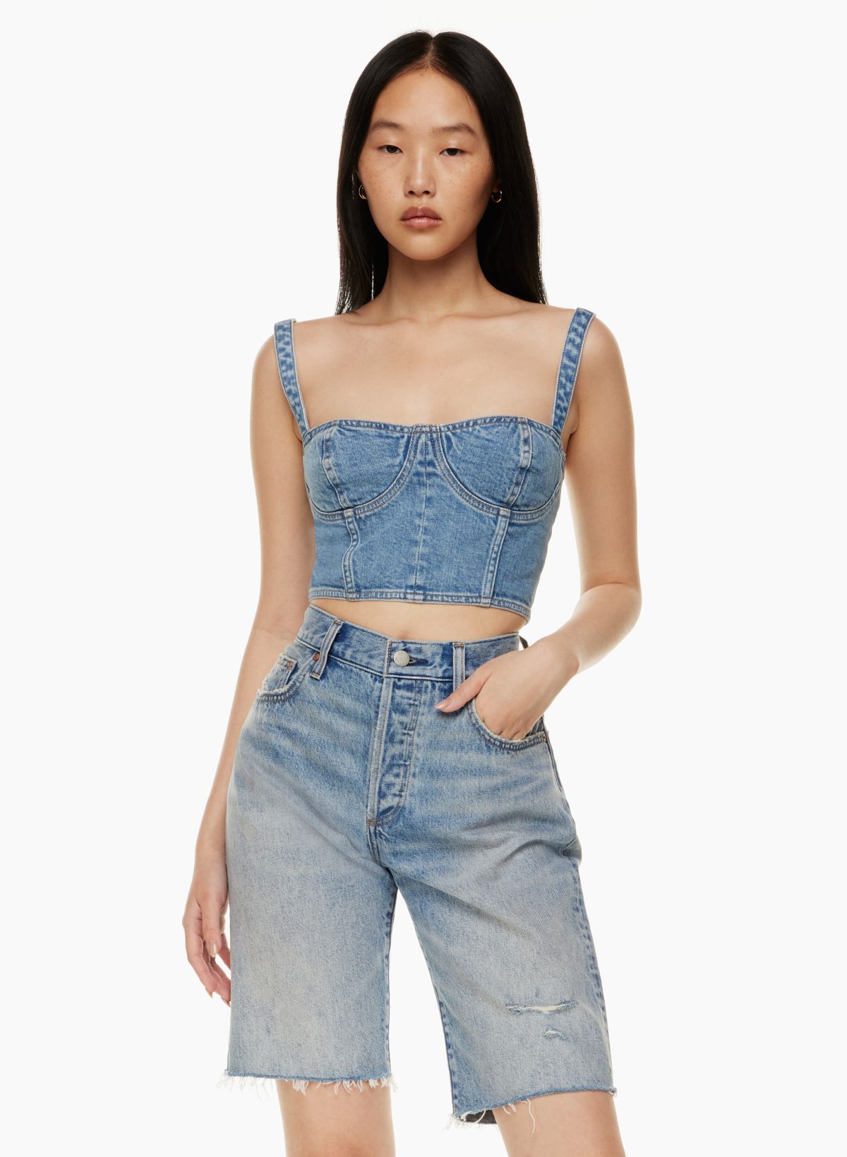 Denim Forum THE '90S CHLOE MID-RISE BERMUDA JEAN SHORT