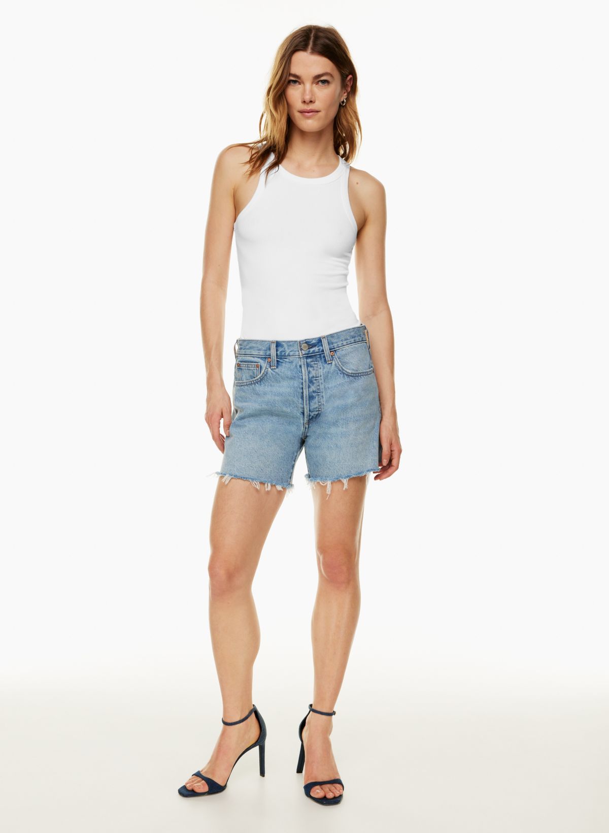 THE EX BOYFRIEND HI MID THIGH DENIM SHORT