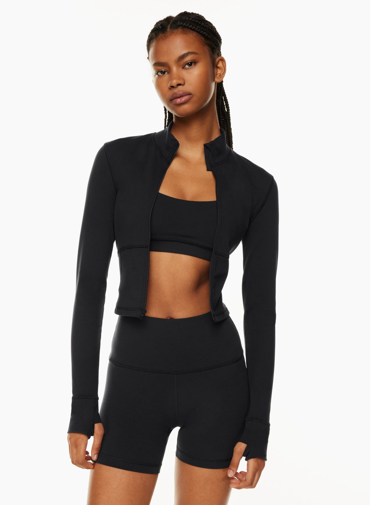 Zip crop jacket hot sale