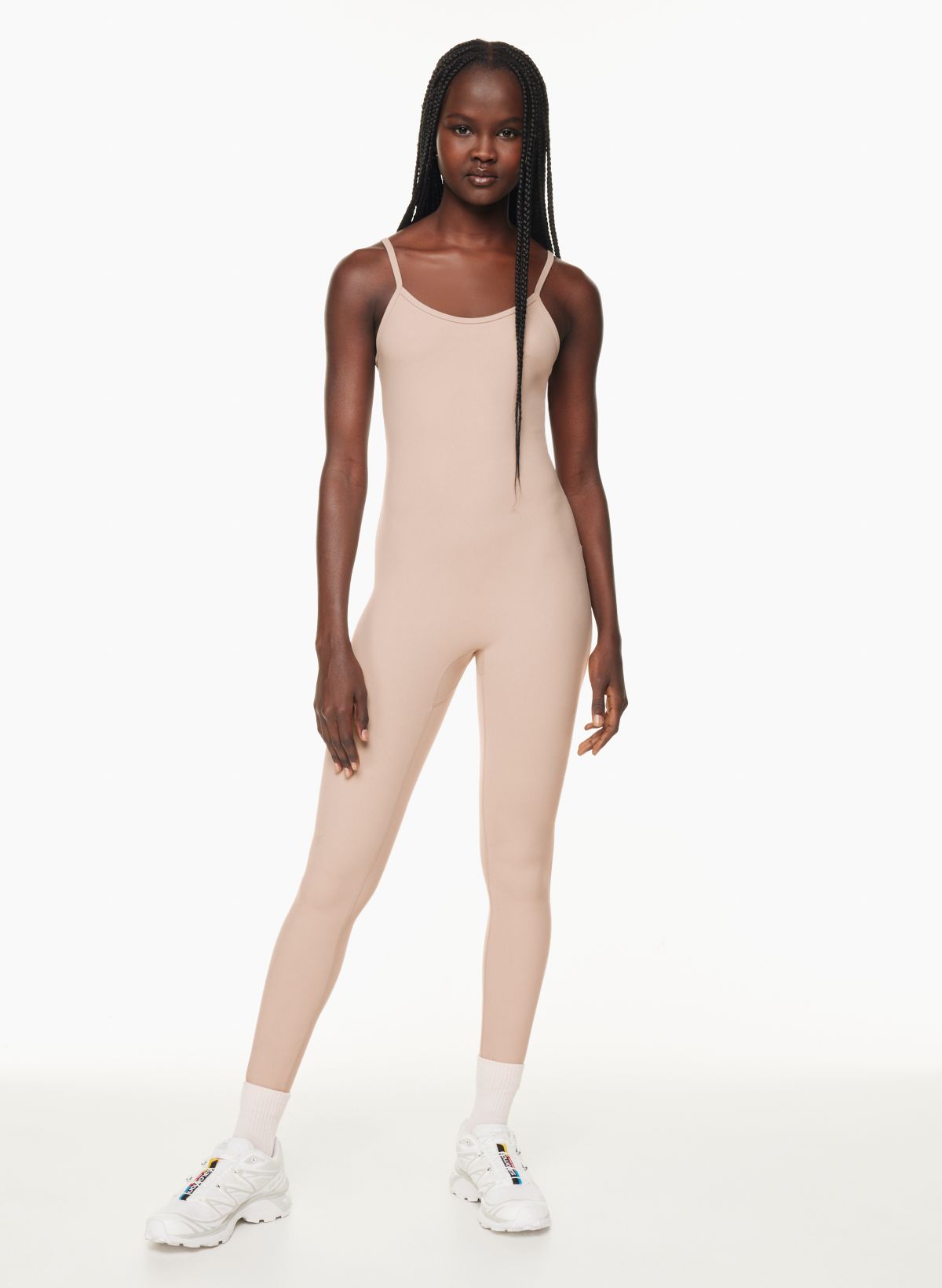 Aritzia Wilfred Free Divinity 7” Turner Taupe Scoop Back Jumpsuit