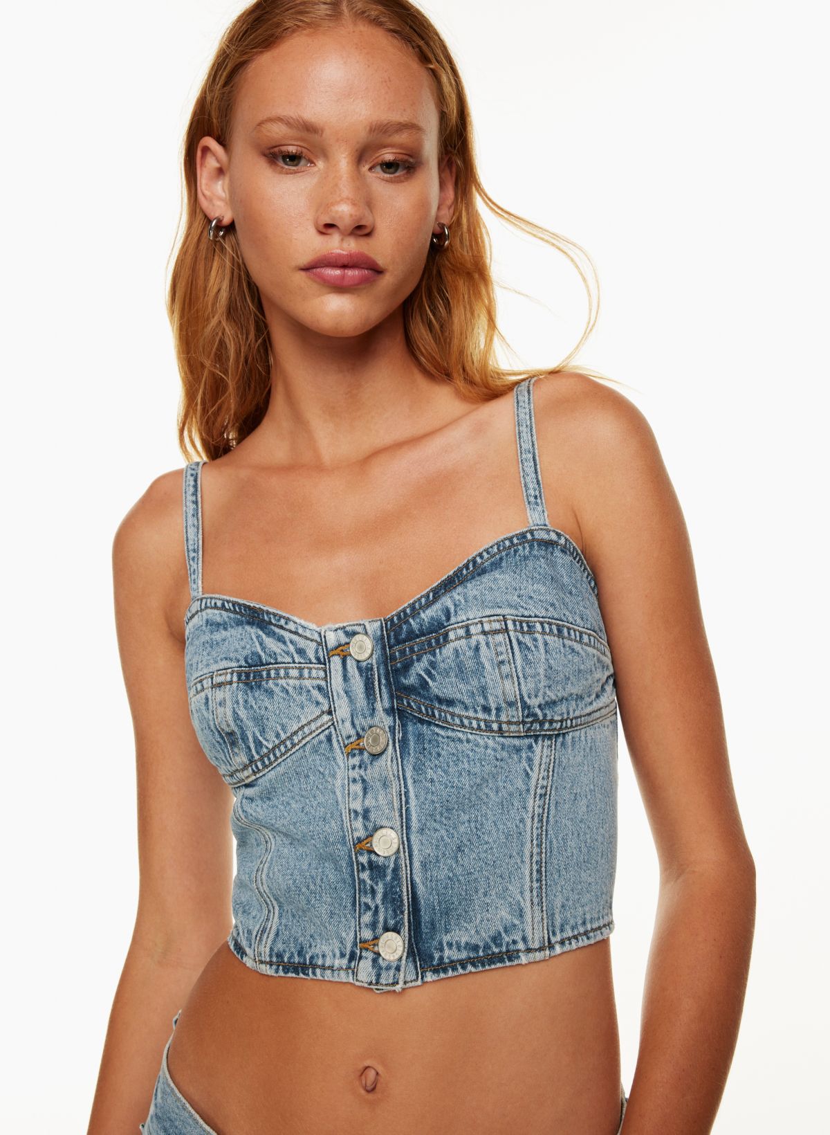 Indigo Vintage Wash Pocket Denim Bandeau Top