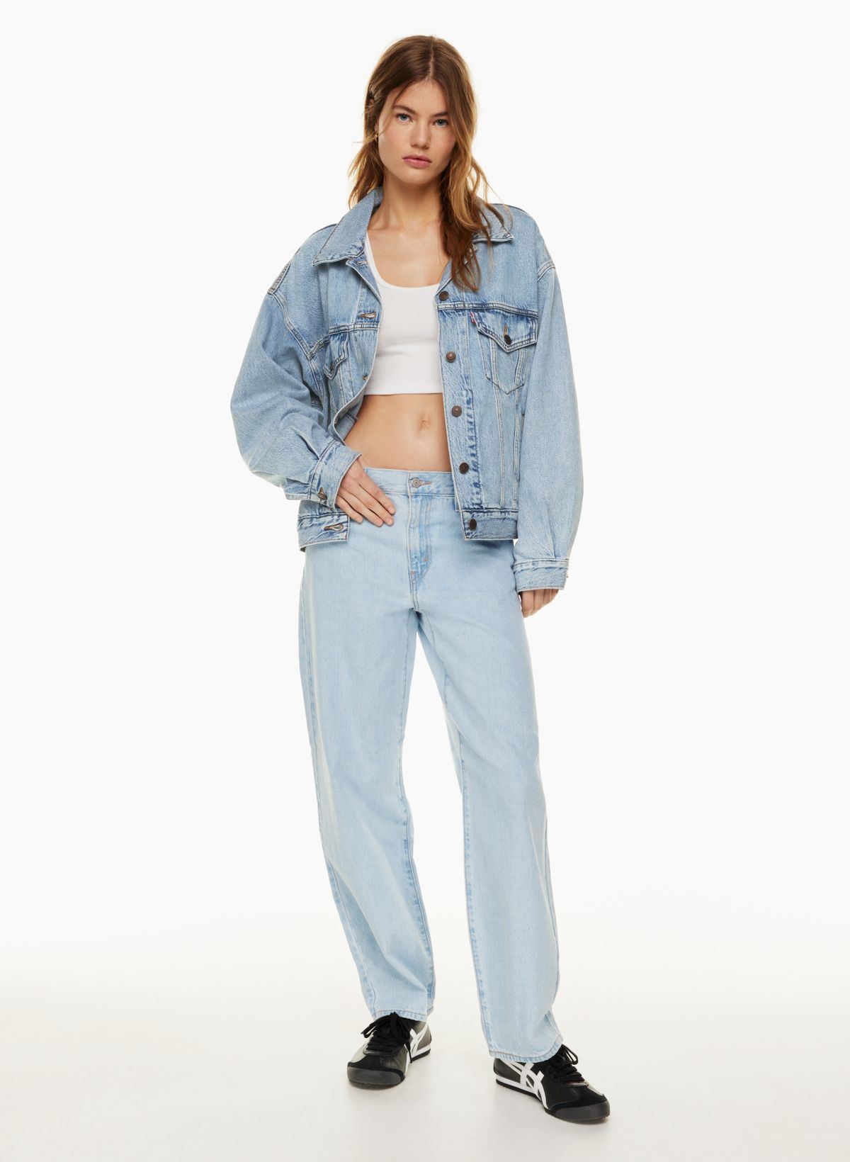 Aritzia long shop denim jacket