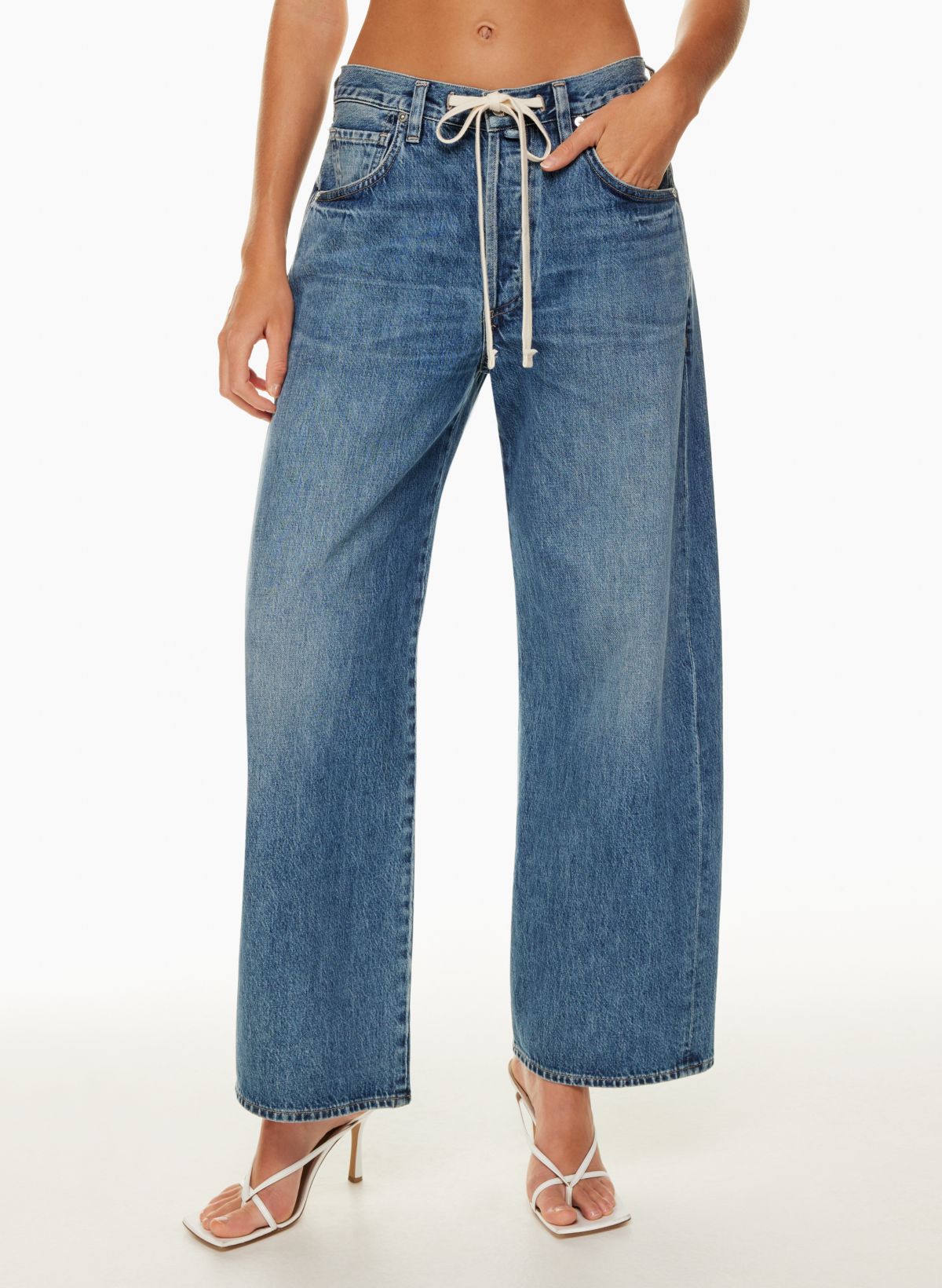 Rinse Heavy Denim Wide Drawstring Jeans