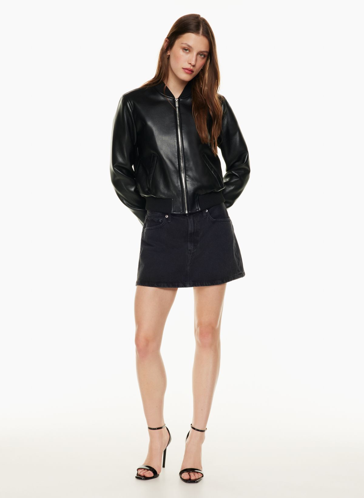 Leather denim 2025 mini skirt