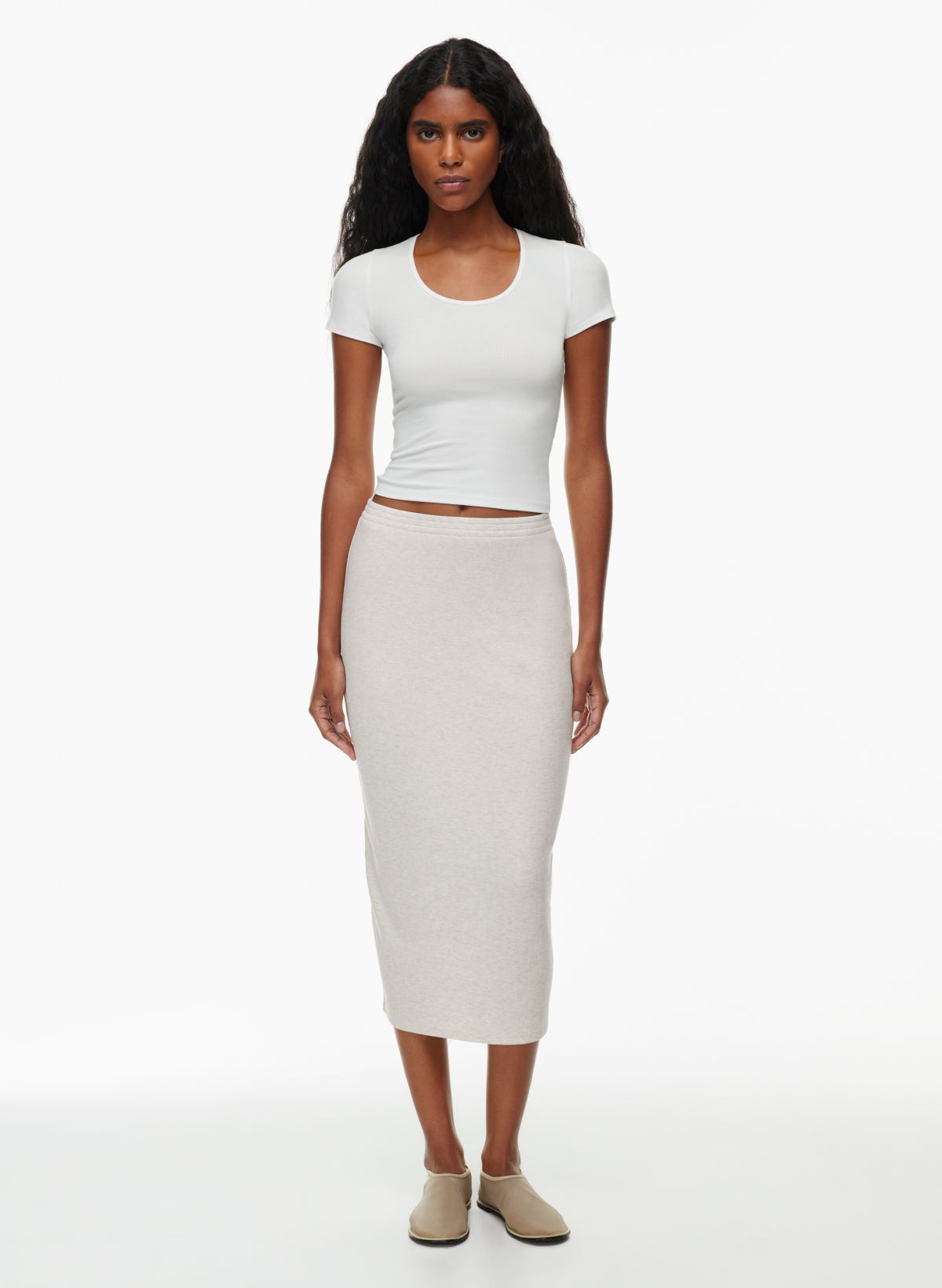 Basics High Waisted Jersey Knit Maxi Skirt