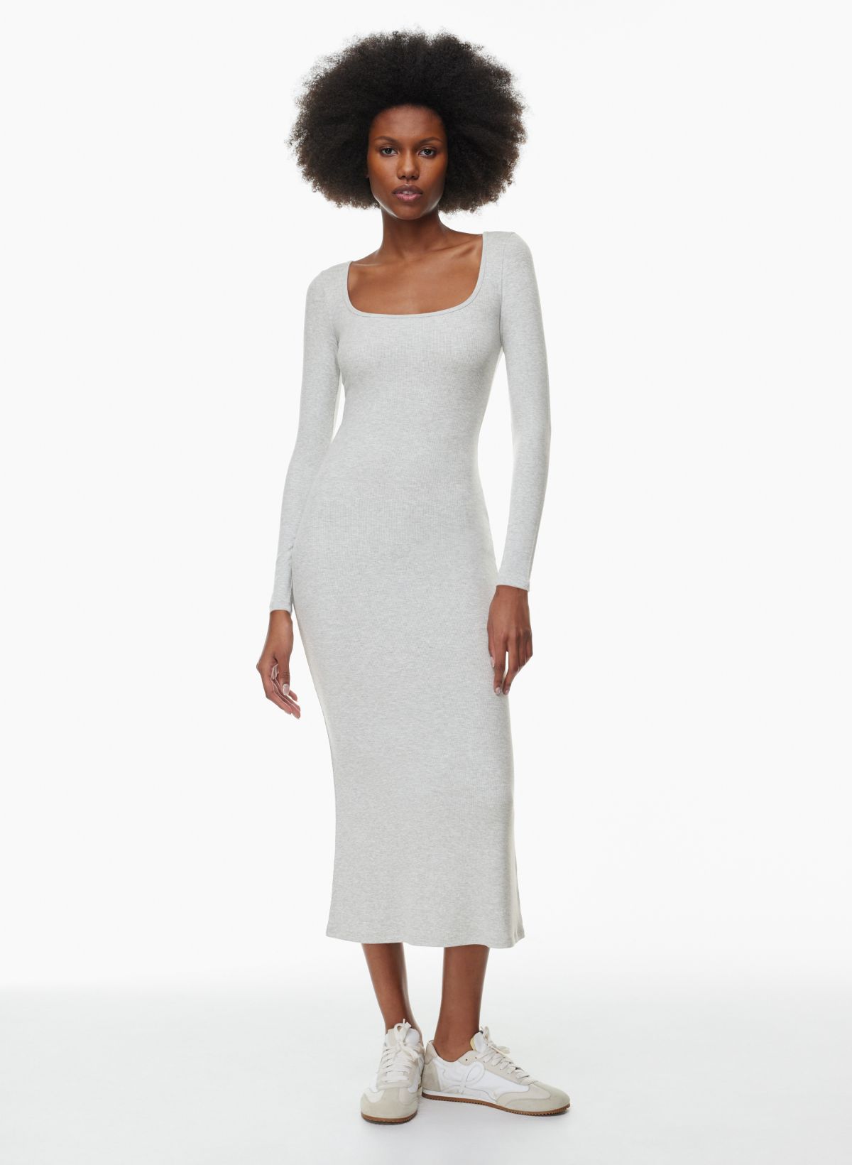 Long Sleeve Crewneck Rib Maxi Dress