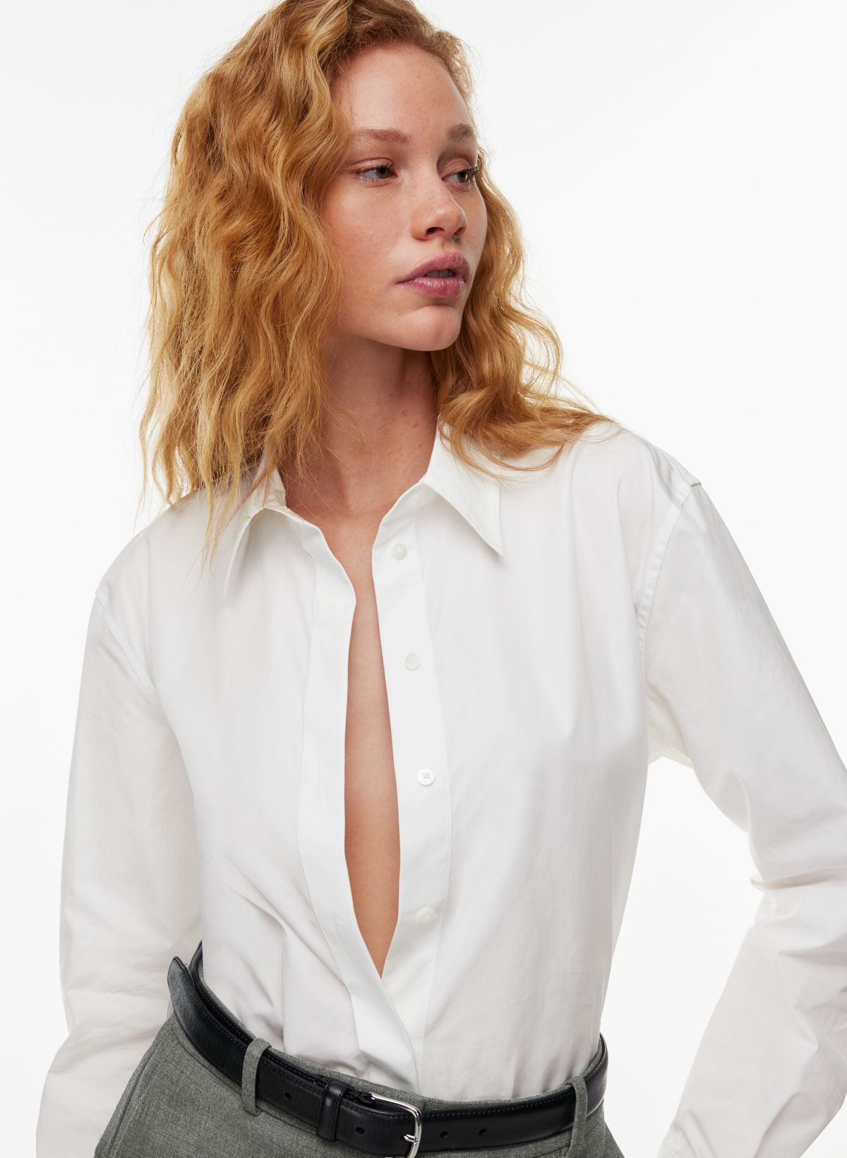 Generic Silky Satin Formal Blouse White , Invisible Placket @ Best