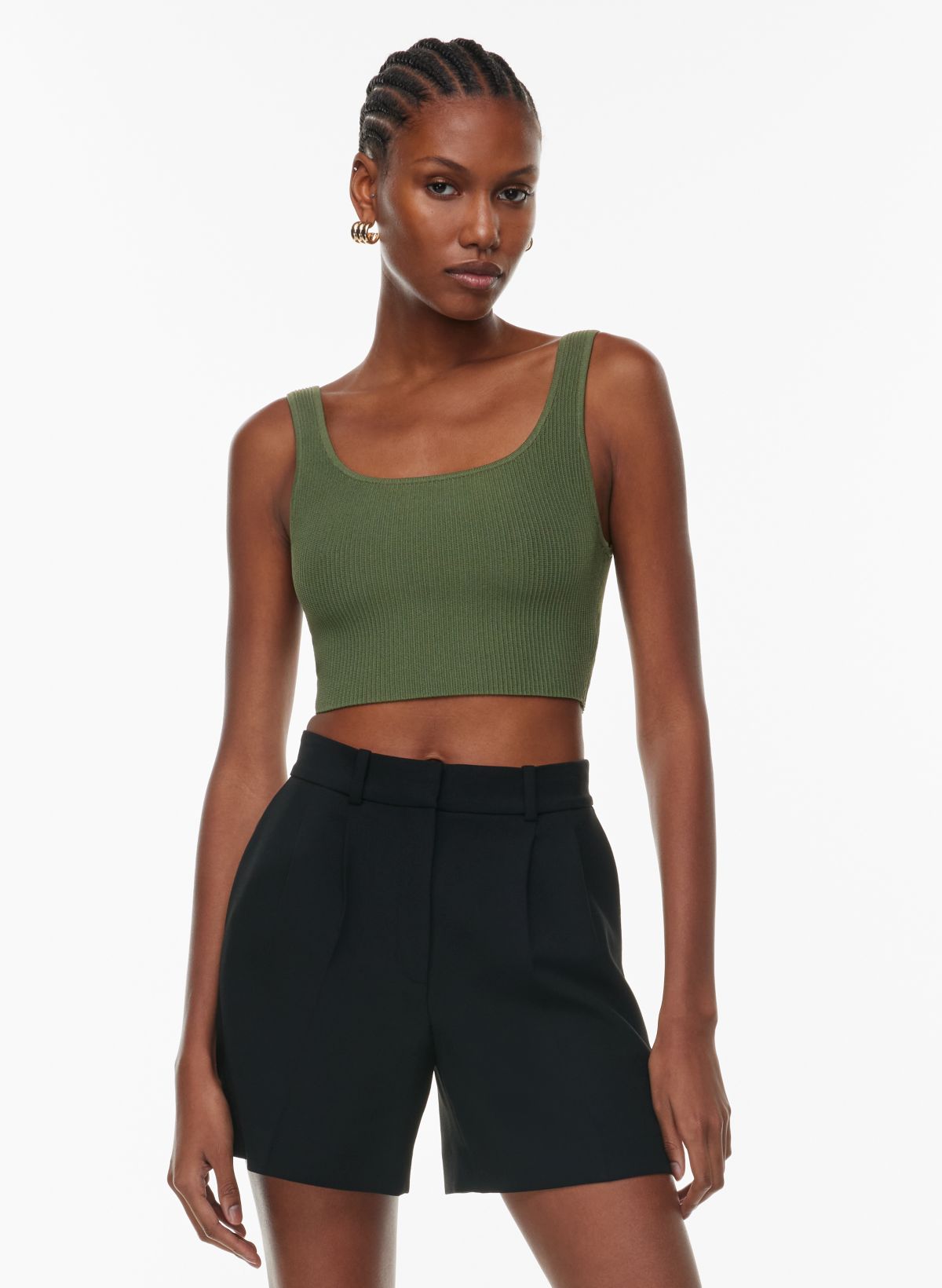 Babaton SCULPT KNIT SQUARENECK CROPPED TANK | Aritzia US