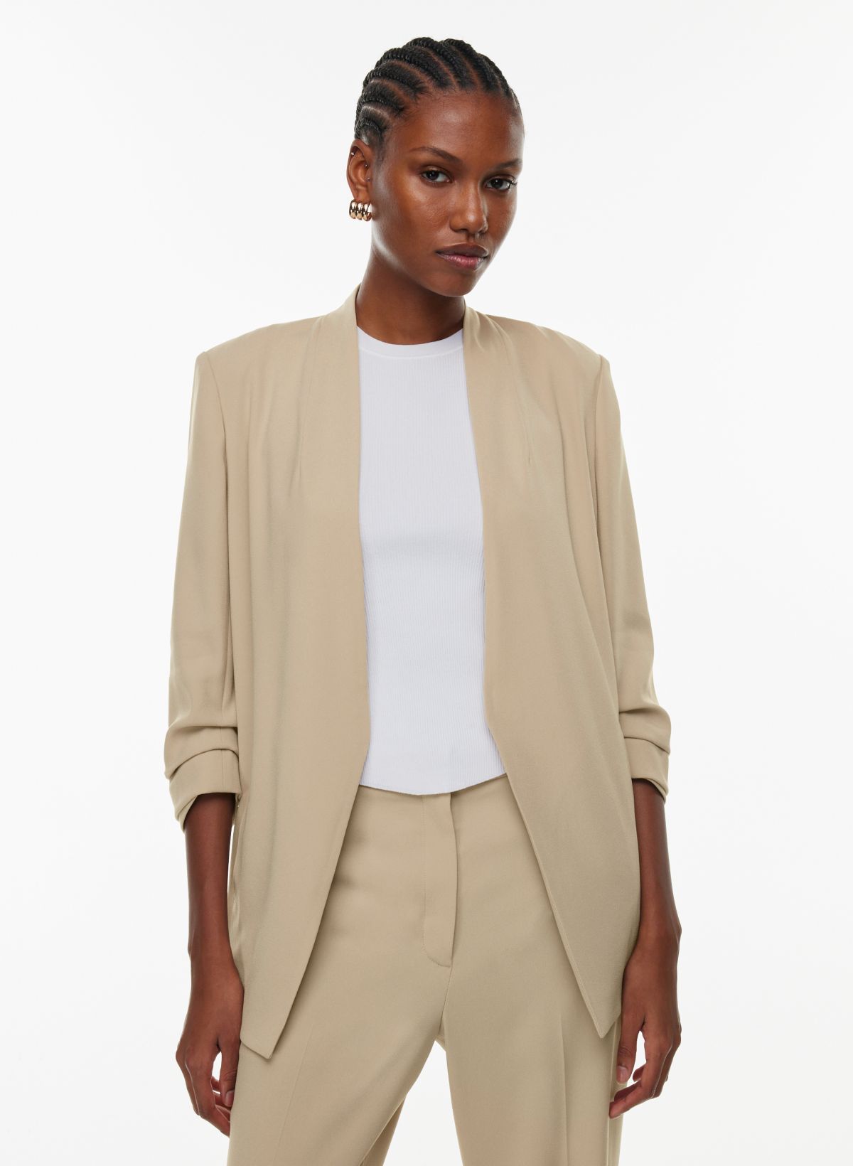 Blazer discount long beige