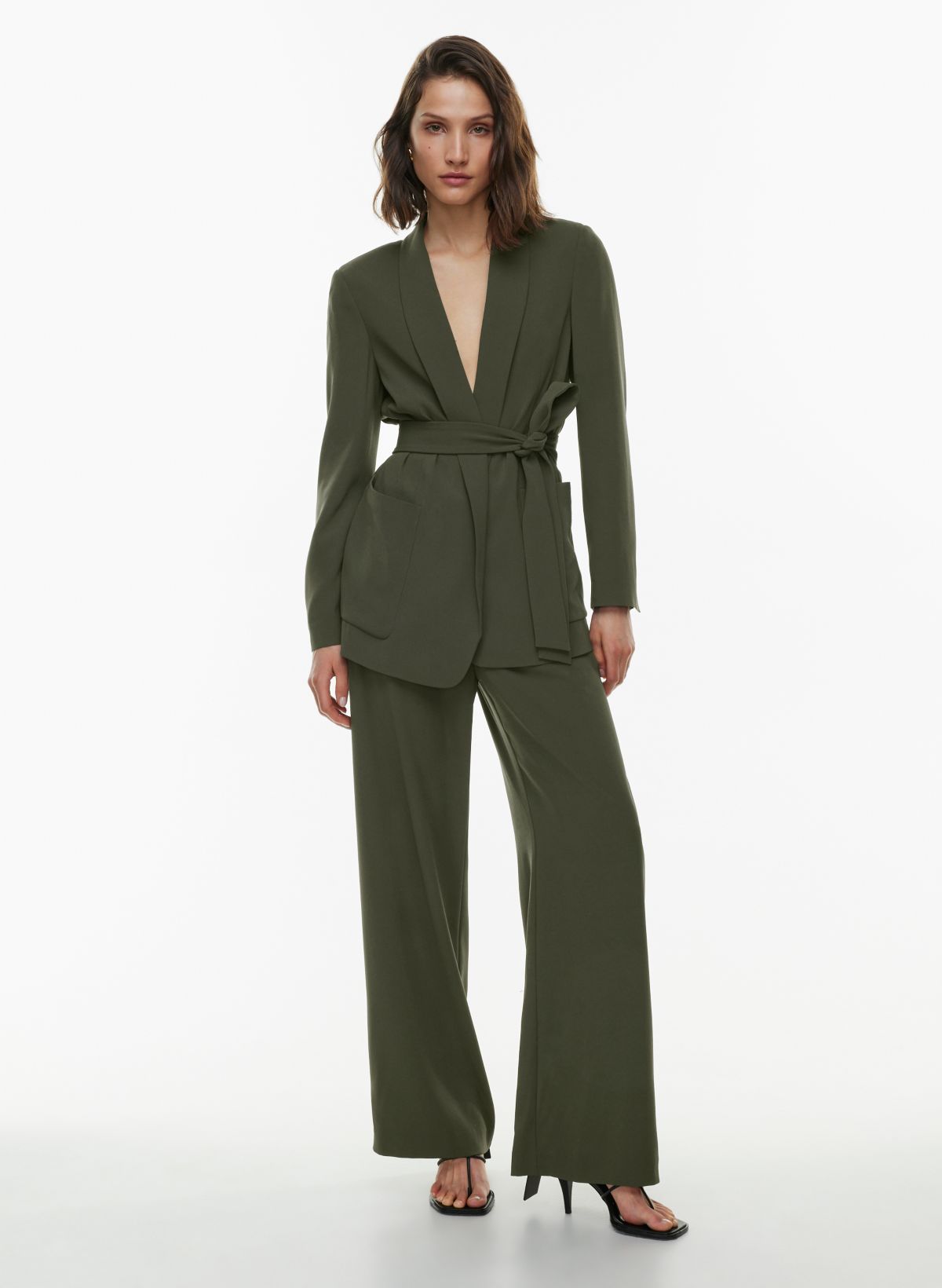 OLIVE CHECKED + KNIT FLARE PANT SET – L'ABEYE