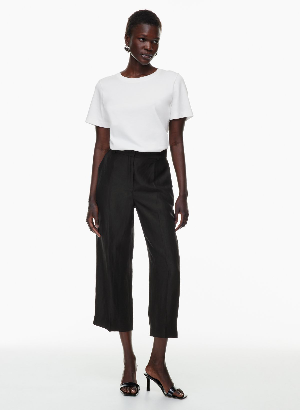 High-Waist Linen Cropped Pants - Minit Fashion