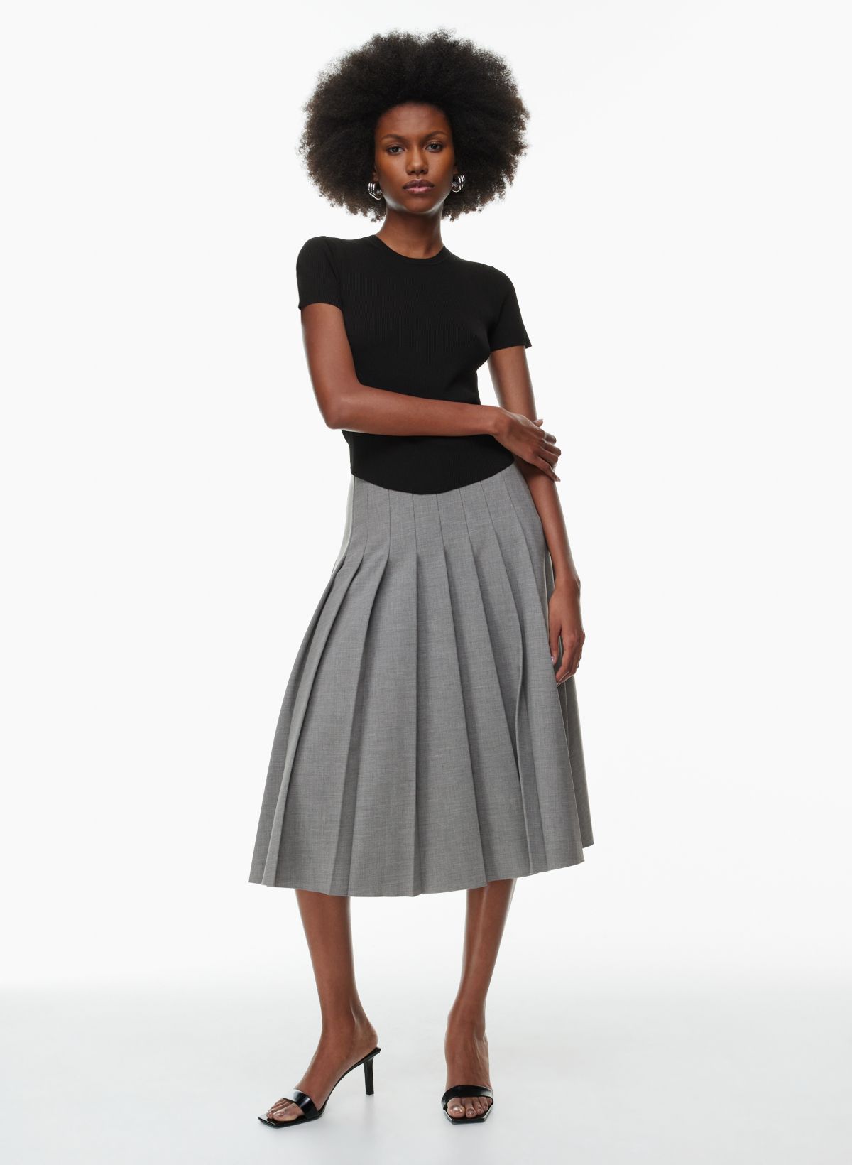 Grey pleated skirt shop best and less