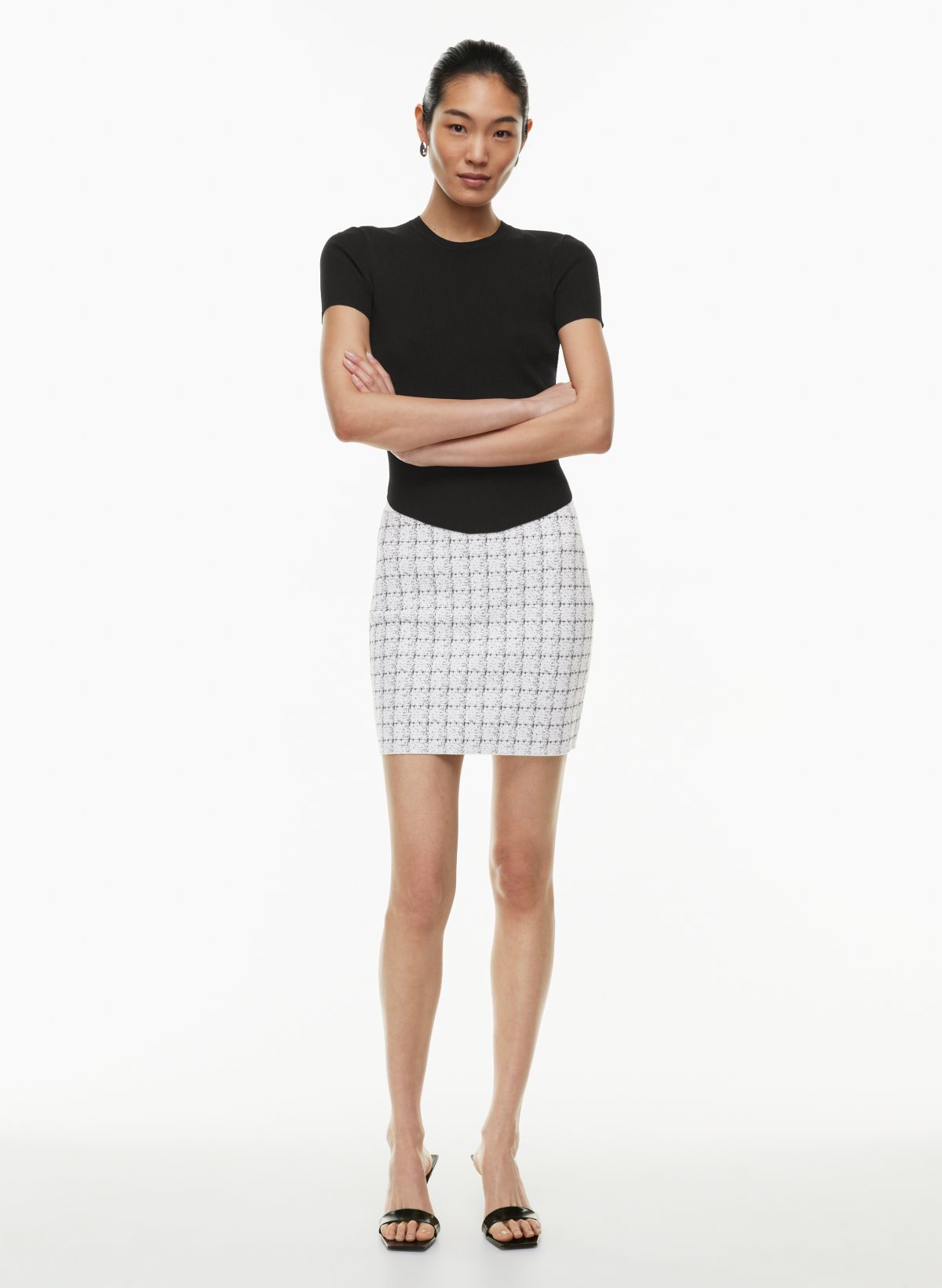 Set: Plaid Cropped Knit Camisole Top + Mini Pencil Skirt