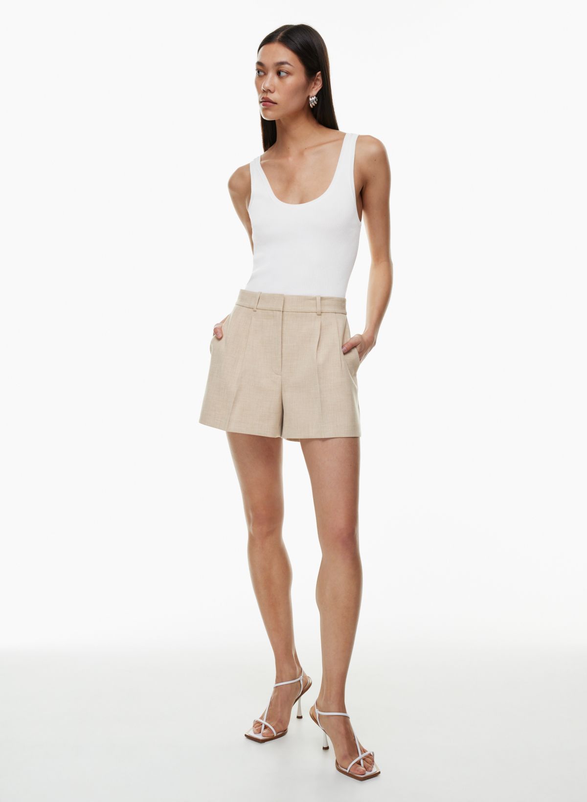 Women's High-Rise Linen Pleat Front Straight Pants - A New Day™ Tan 16