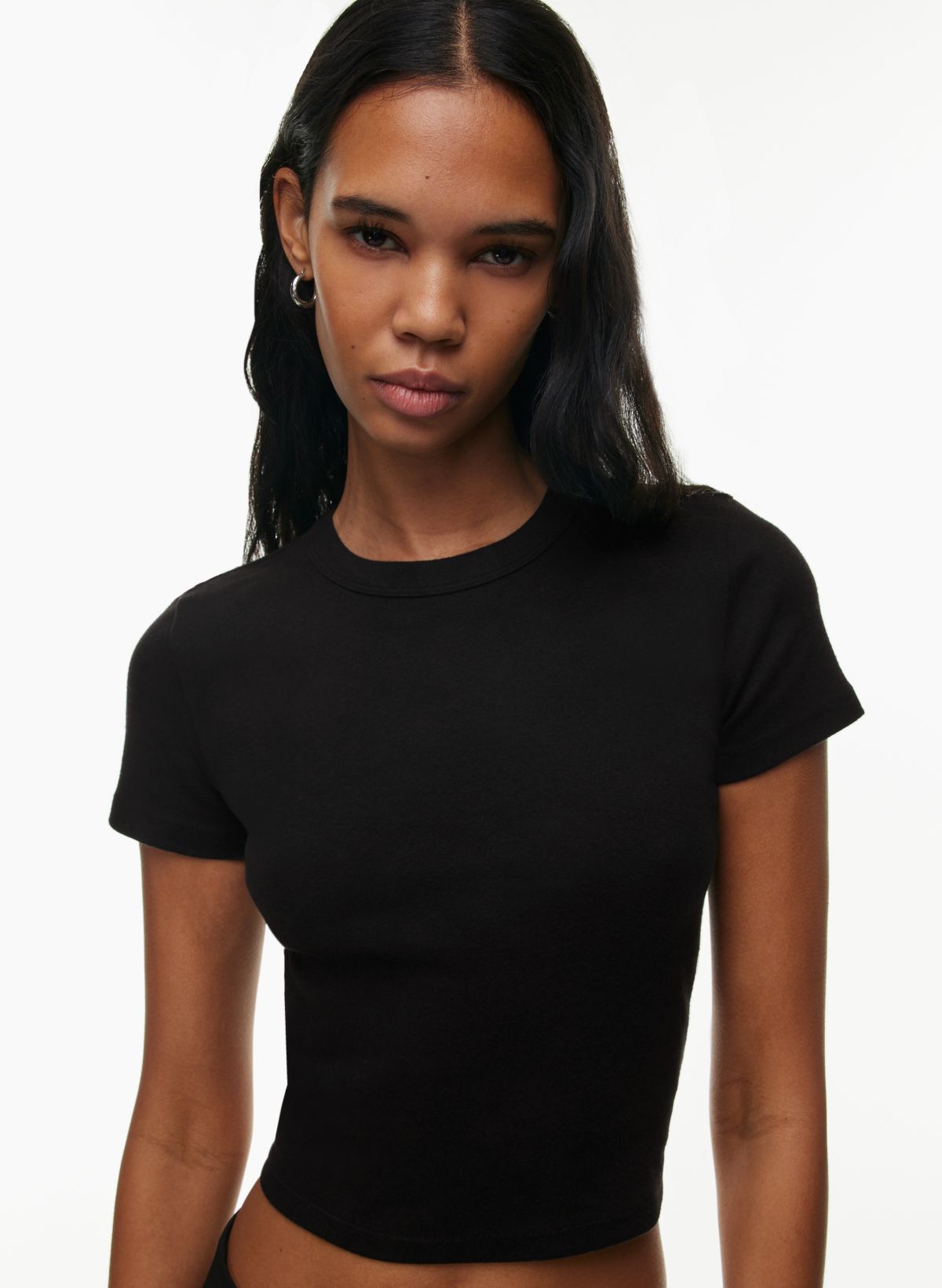 Women's Square Neck Long Sleeve Tops Ribbed Knit Crop Top Slim Fitted Basic  Cropped T Shirts, Black, Small : : Clothing, Shoes & Accessories