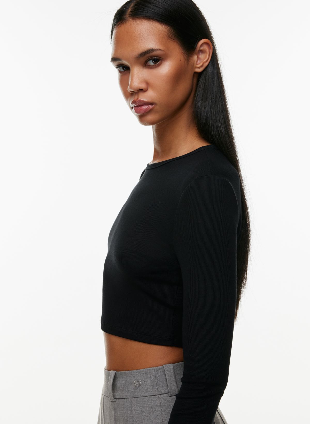 Time Goes By - Long Sleeve Crop Top for Women