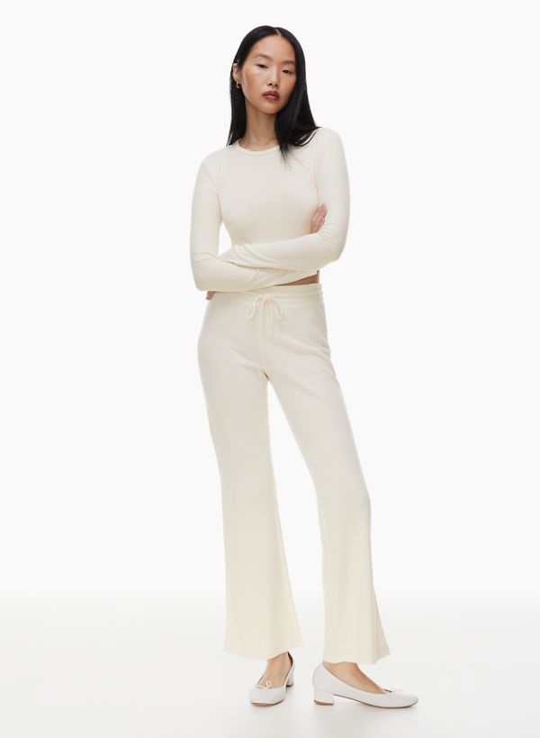 HangQiao White Bell-Bottom Pants Women Button High Waist Flare Pants New  Trousers Slim Casual Elegant Work Wear Wide Leg Pant