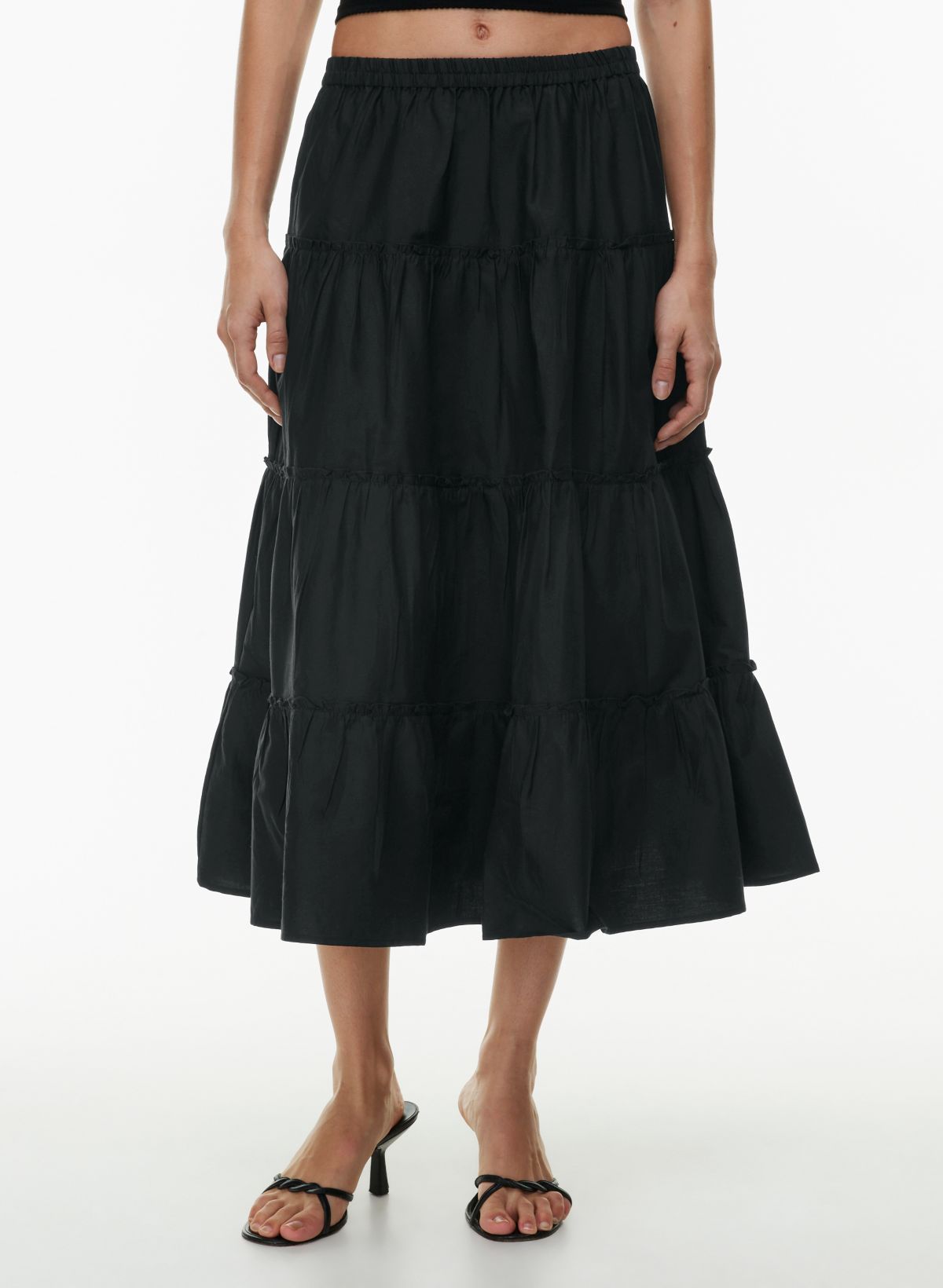 tiered slim maxi skirt