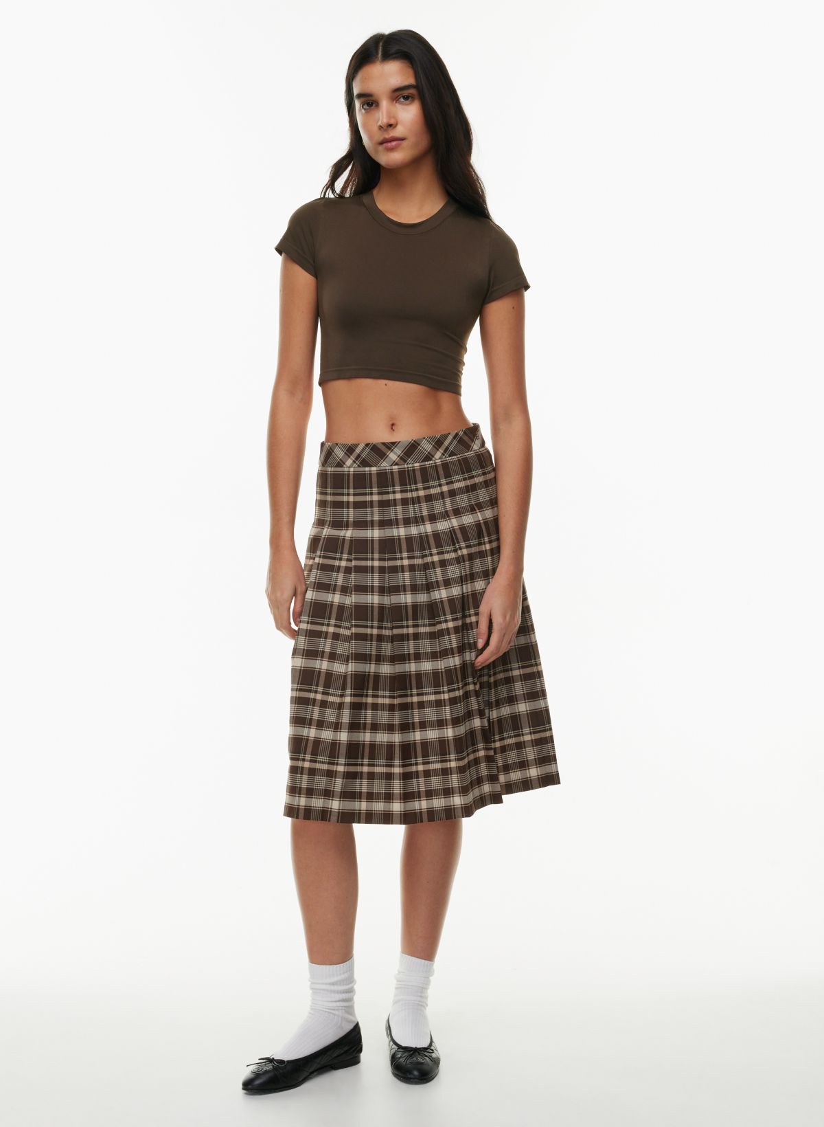 Sunday Best OLIVE MIDI PLEATED SKIRT Aritzia CA