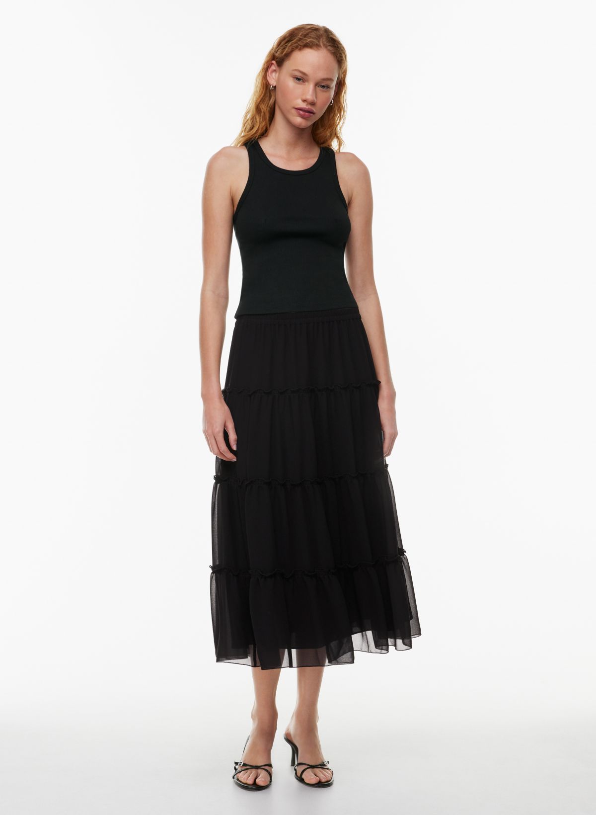 High Rise Tiered Maxi Skirt