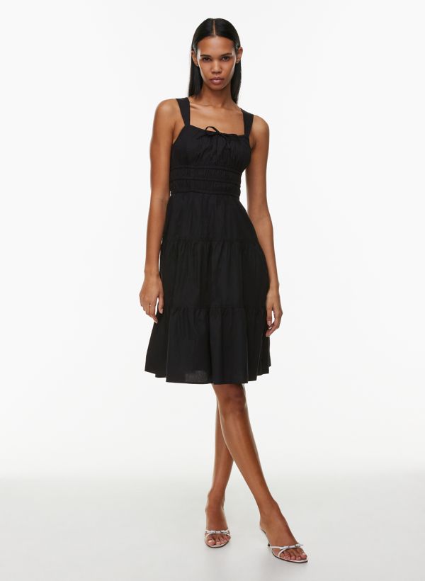 Ida Linen Robe Mini Dress, Black/Multi, Dresses