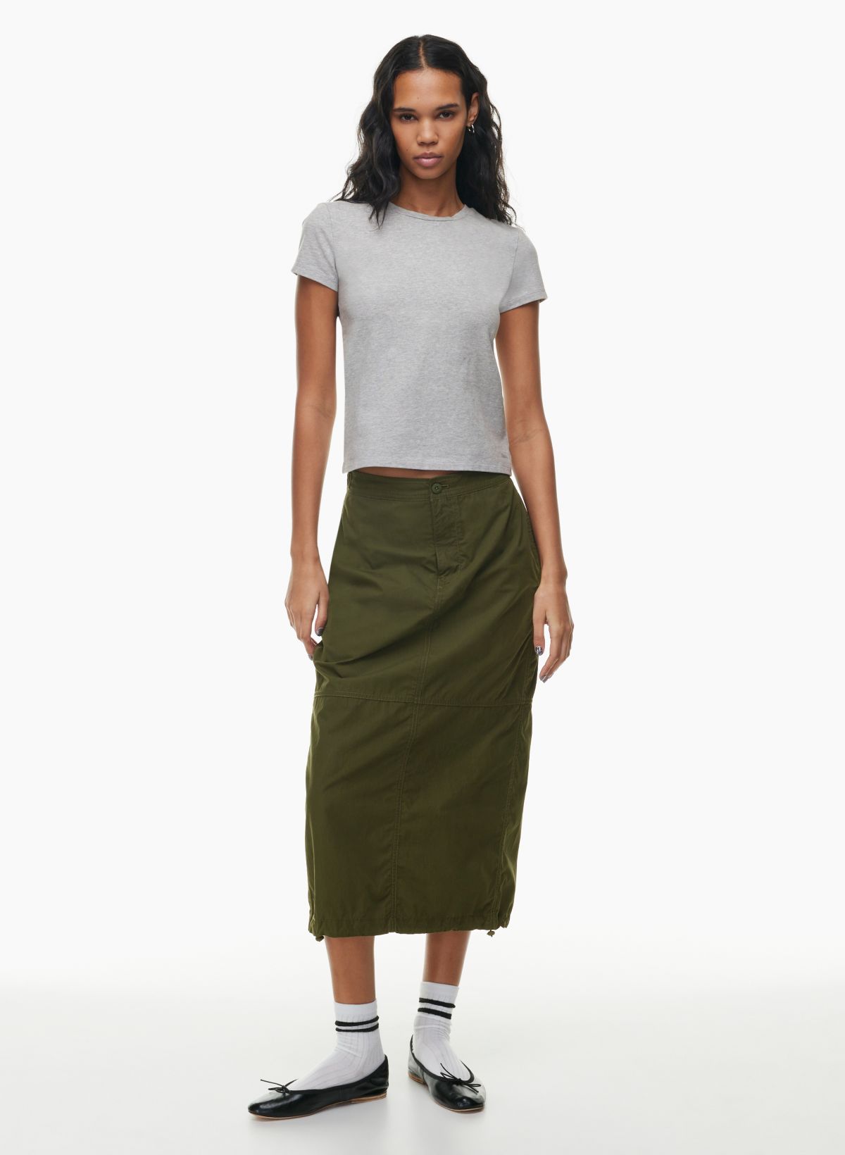 Olive Structured Snatched Rib Round Neck Crop Top