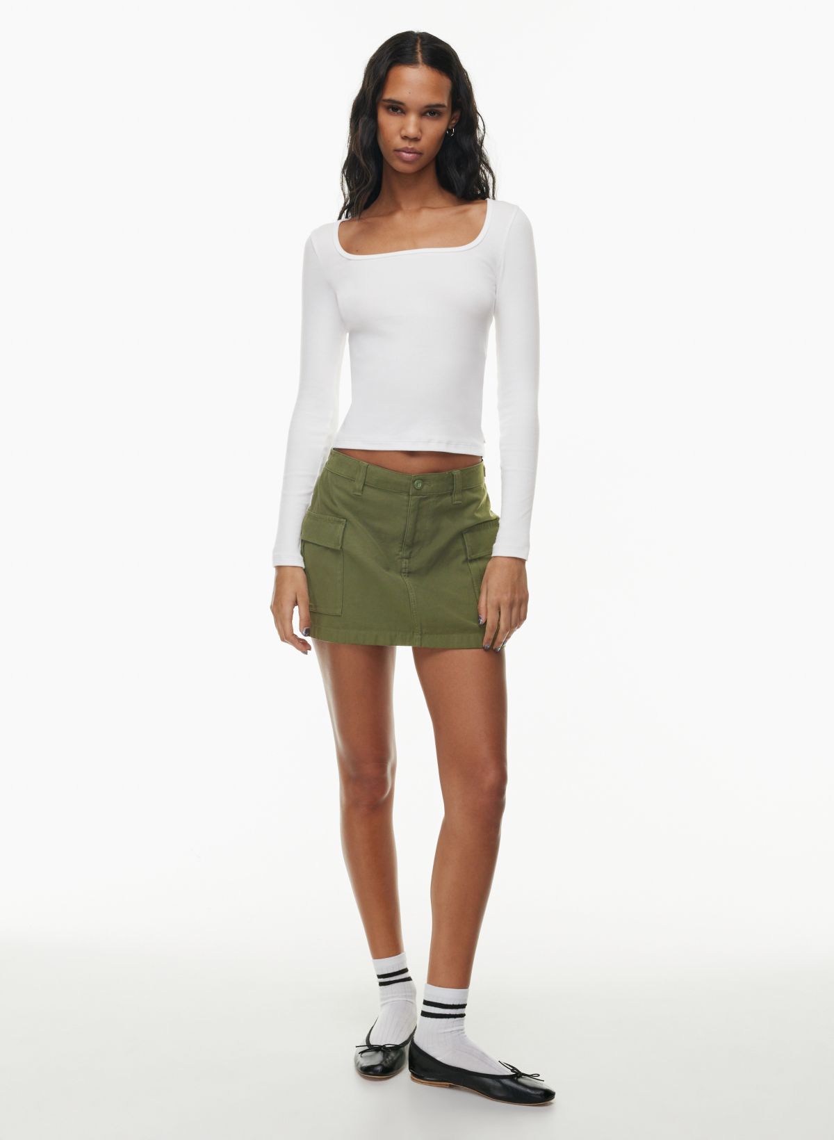 The Army Green Boat Neck Sheer Knit Top - Green Knit Long Sleeve